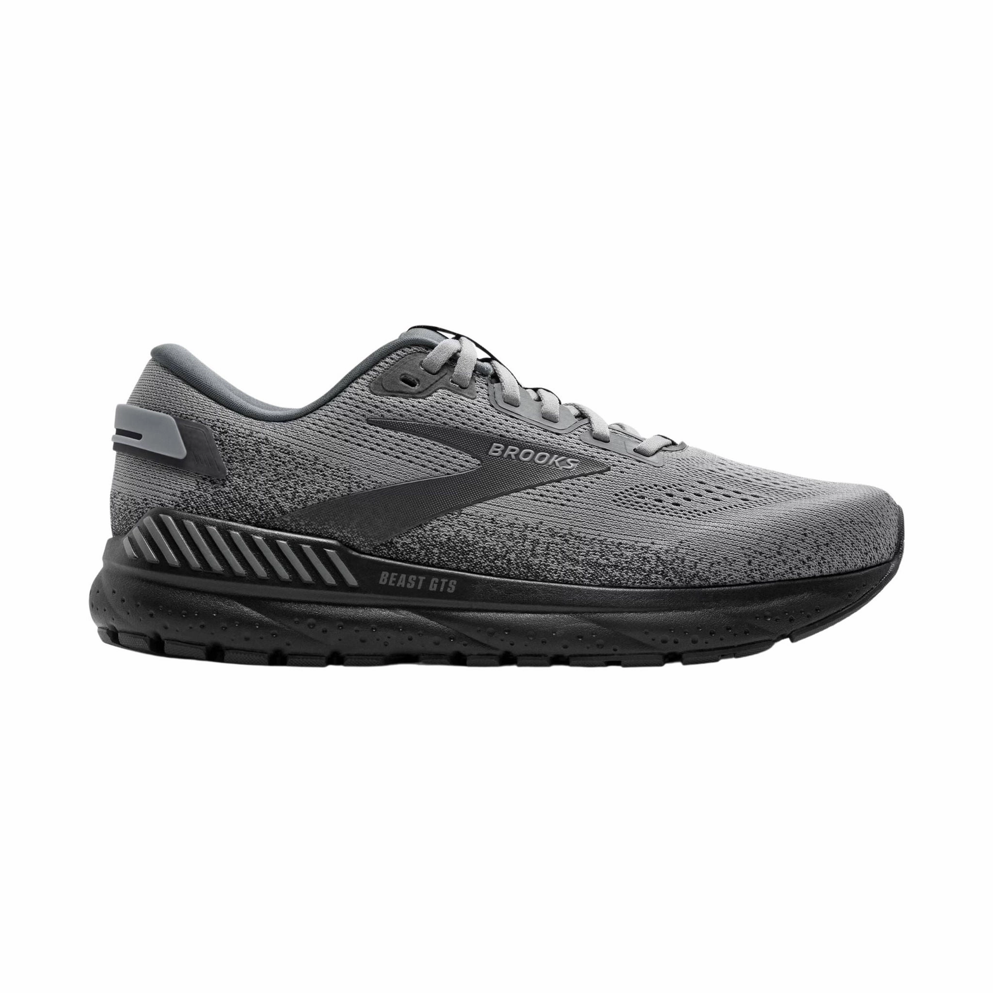 Soft Landing Lace Up Closure Systems Brooks Men's Beast GTS 24 Road Running Shoes - Primer Grey/Ebony