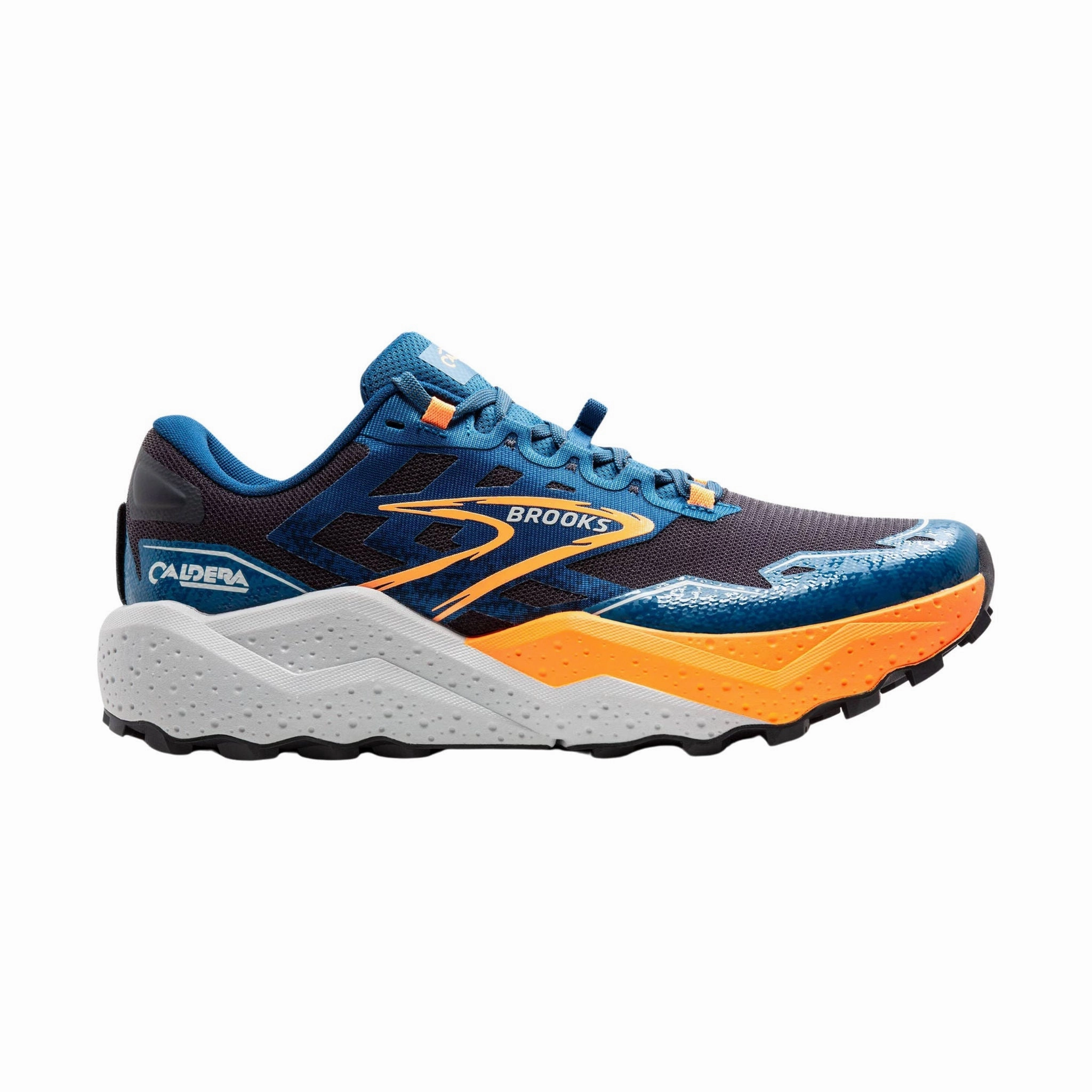 Brooks Men's Caldera 7 Trail Running Shoe - Ebony/Blue Sapphire/Orange Long-Distance Walking