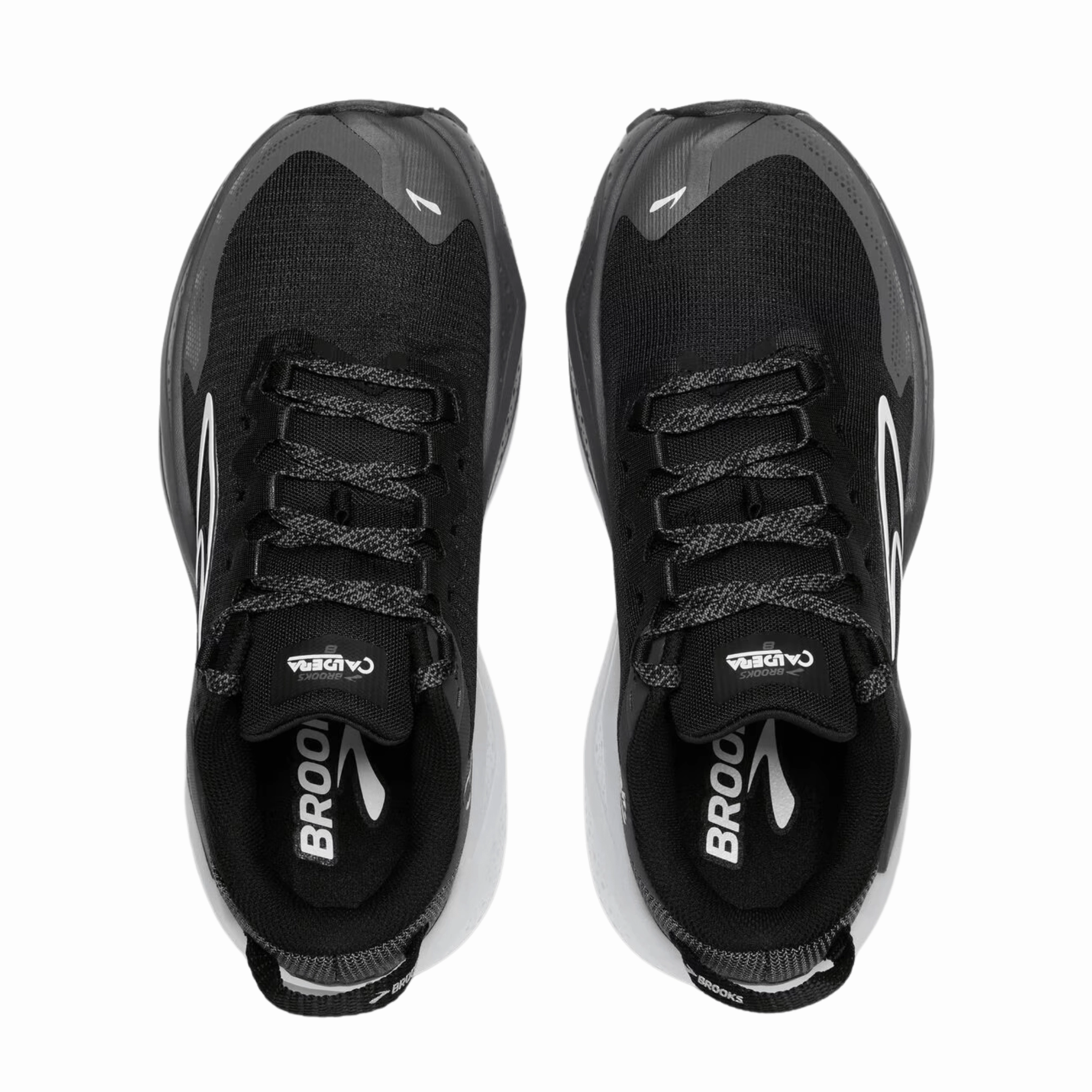 Hydrophobic Upper Treatment Brooks Men's Caldera 8 Trail Running Shoes - Black/Blackened Pearl/White