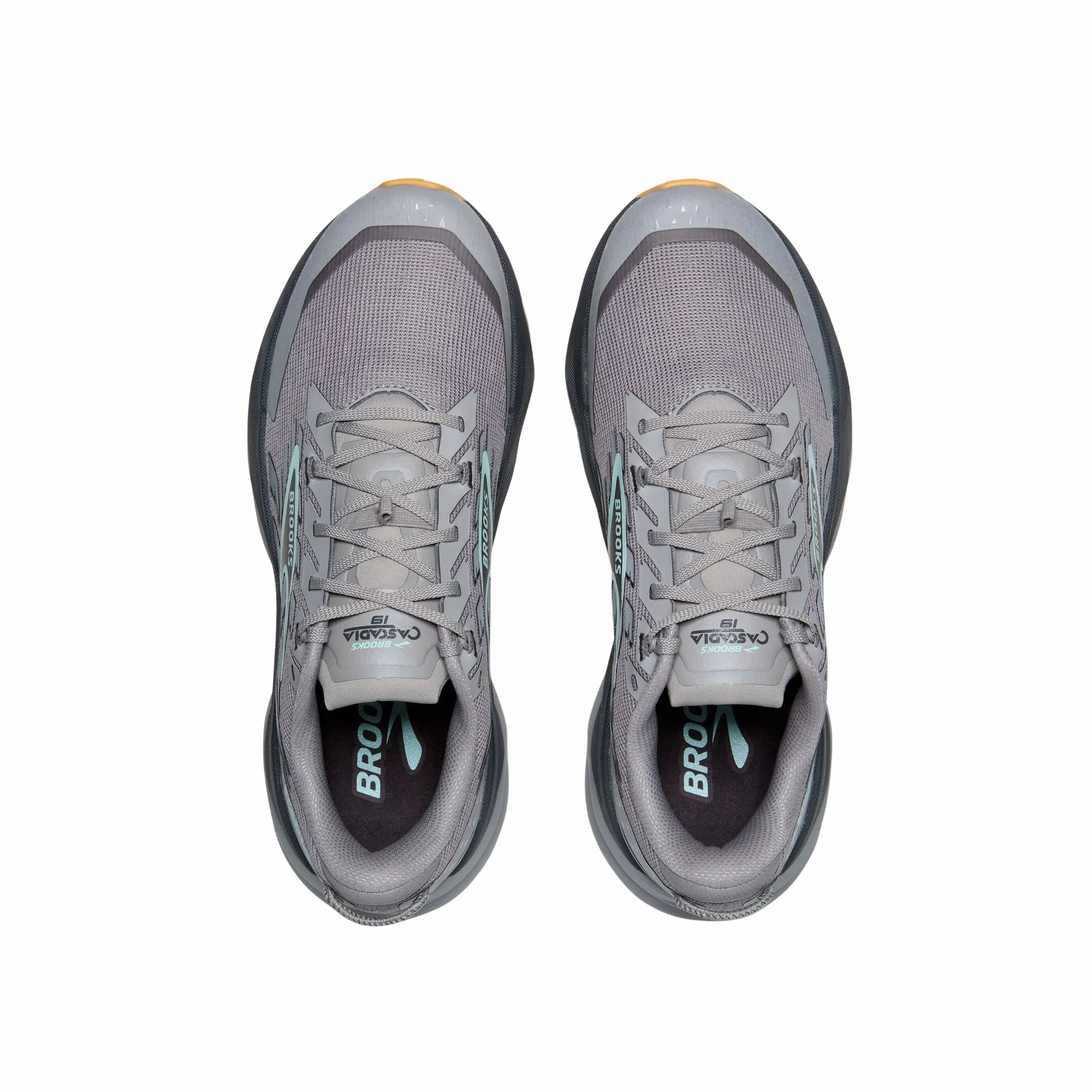 Molded Heel Toe Cap Brooks Men's Cascadia 19 Trail Running Shoes - Alloy/Ebony/Orange