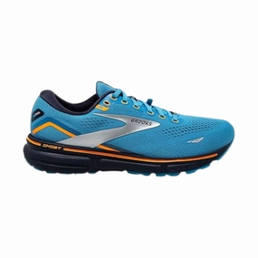 Tear Resistant Upper Comfortable Brooks Men's Ghost 15 GTX Running Shoes - Blue/Peacoat/Orange