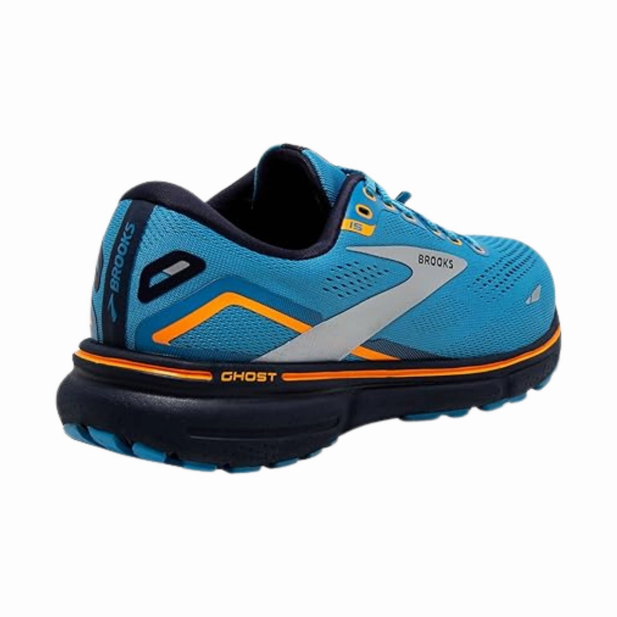 Brooks Men's Ghost 15 GTX Running Shoes - Blue/Peacoat/Orange Ventilation Ports Agility Step