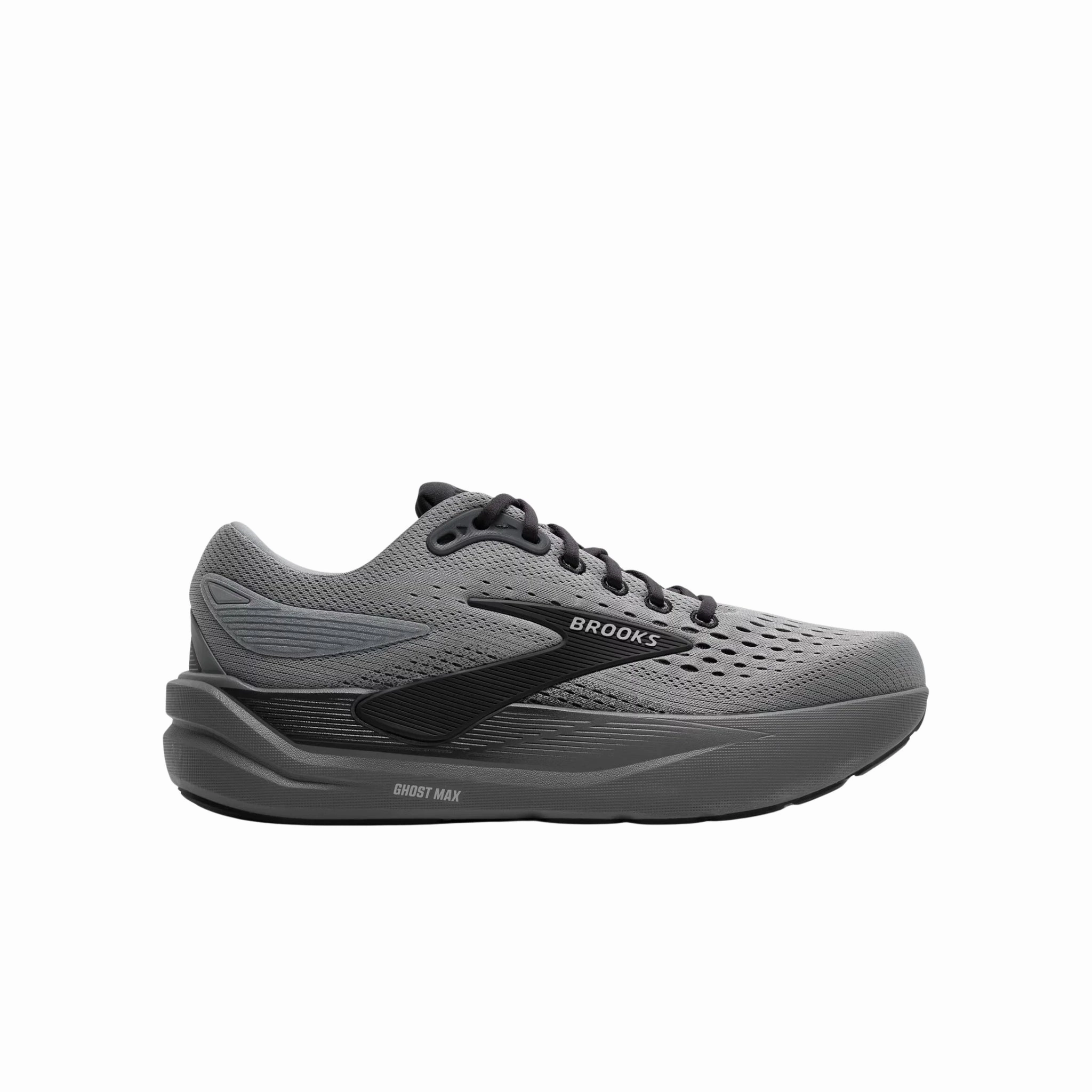 Brooks Men's Ghost Max 3 Road Running Shoes - Primer Grey/Ebony Airflow Circulation Channels Reinforced Heel Cup