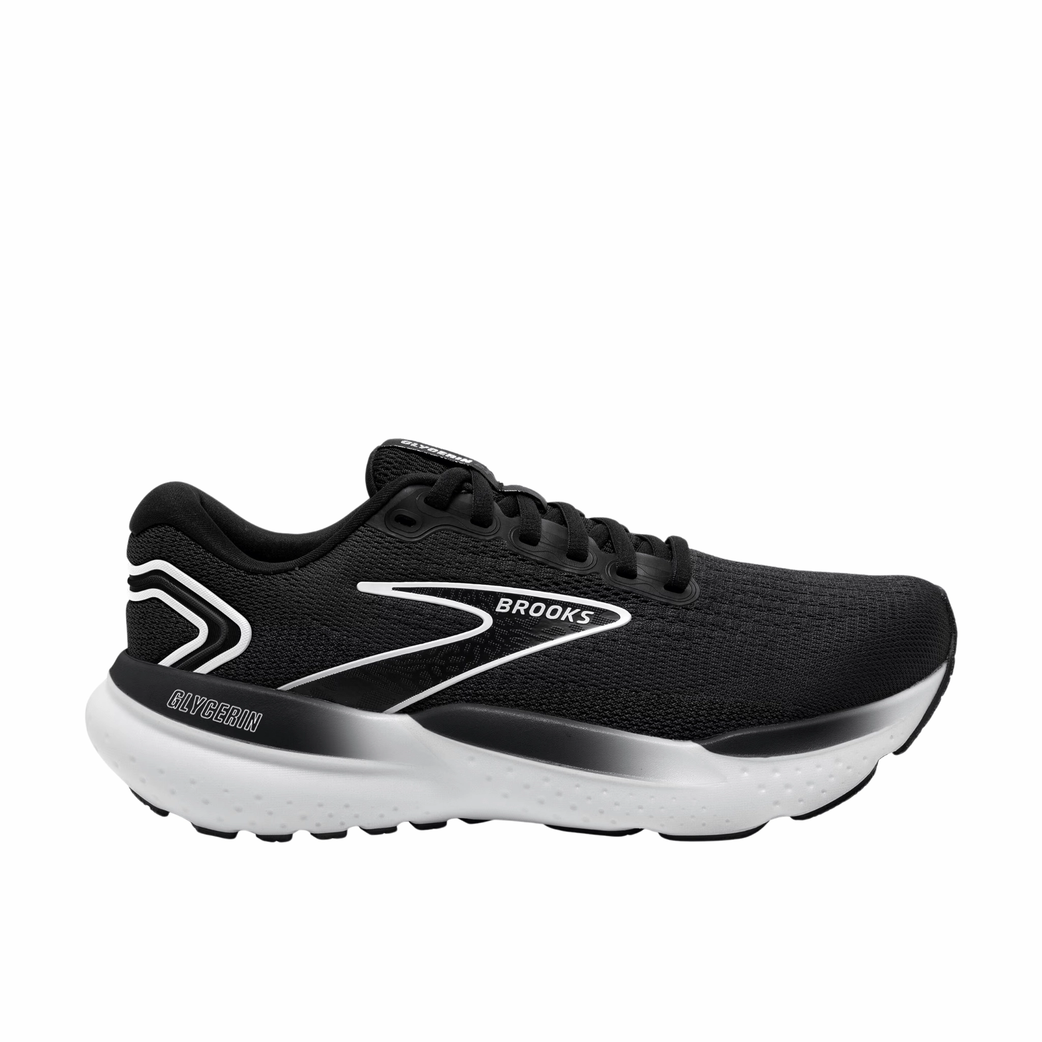 Thermoplastic Bonding Brooks Men's Glycerin 21 Road Running Shoes - Black/Grey/White