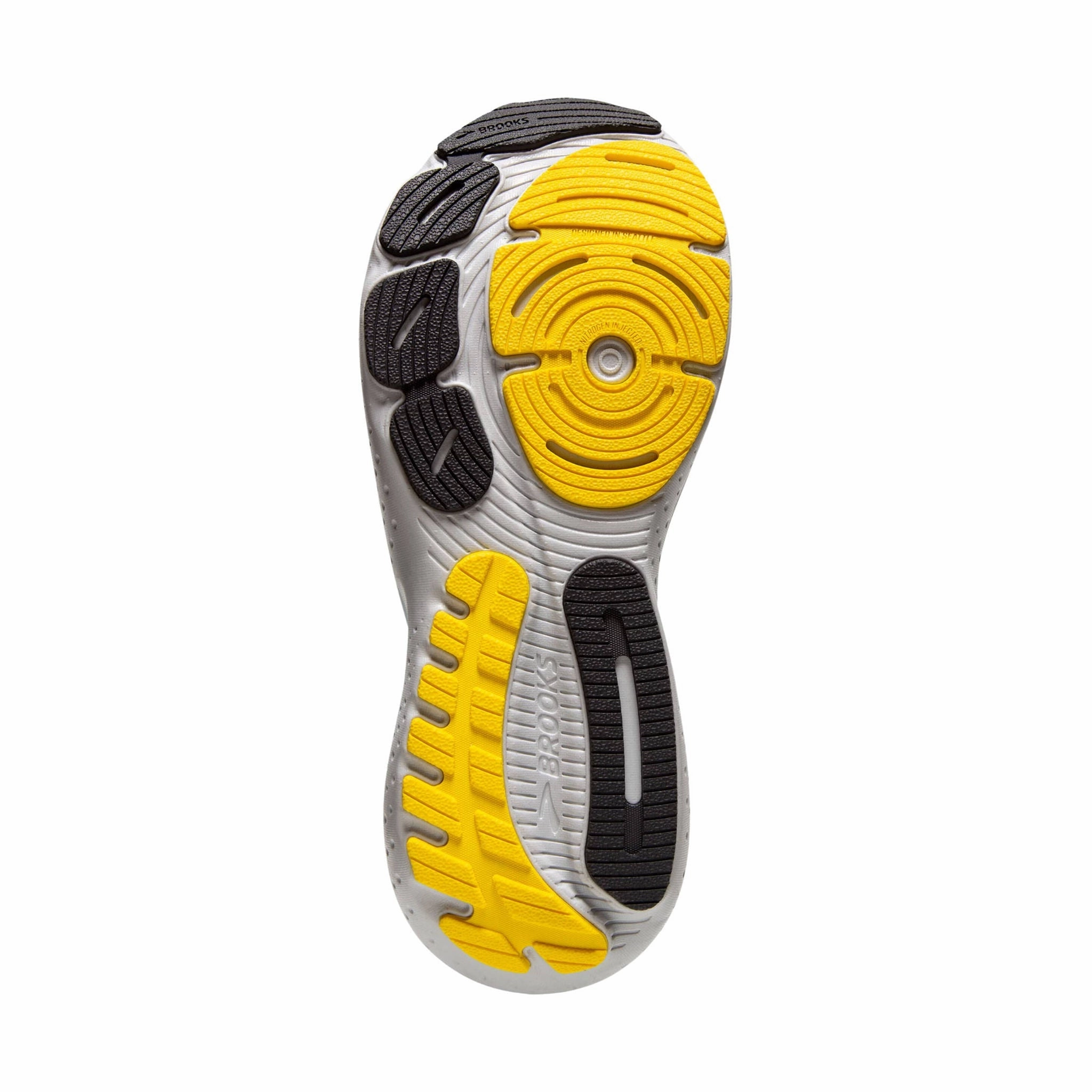 suede upper Cushioned Midsole Technology Brooks Men's Glycerin 21 Road Running Shoes - Coconut/Forged Iron/Yellow