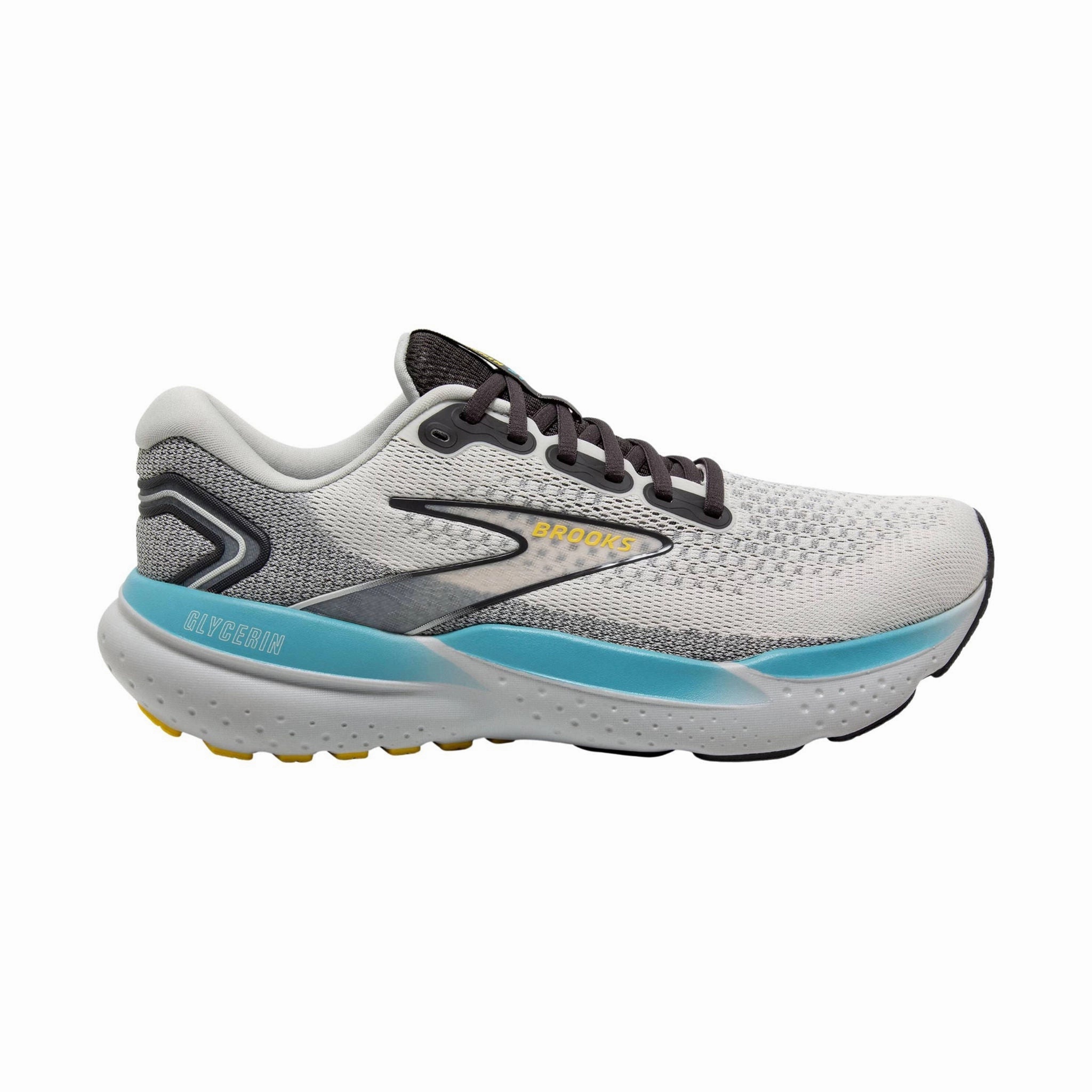 Microfiber Heel Counter Brooks Men's Glycerin 21 Road Running Shoes - Coconut/Forged Iron/Yellow