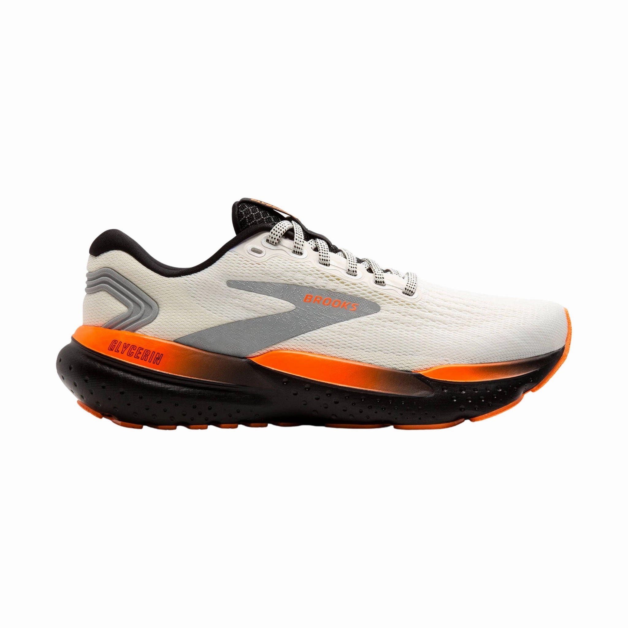 Brooks Men's Glycerin 21 Road Running Shoes - Ecru/Orange/Black Neutral Stance Balanced Low Cut Design