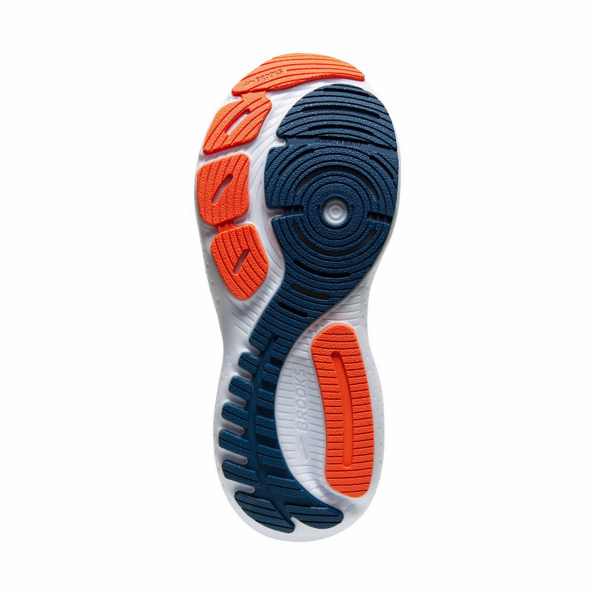 Arch Support Technology Durable Outsole Rubber Brooks Men's Glycerin GTS 21 Road Running Shoes - Blue Opal/Black/Nasturtium