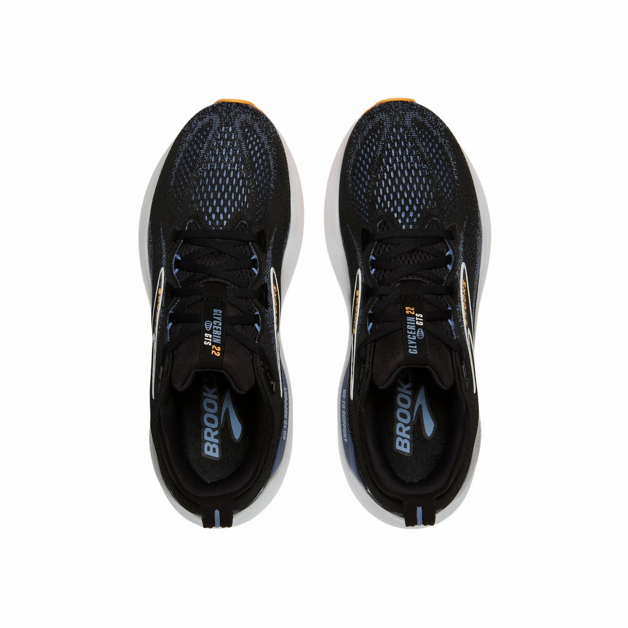 Brooks Men's Glycerin GTS 22 Running Shoes - Black/Blue/Orange Odor Eliminating