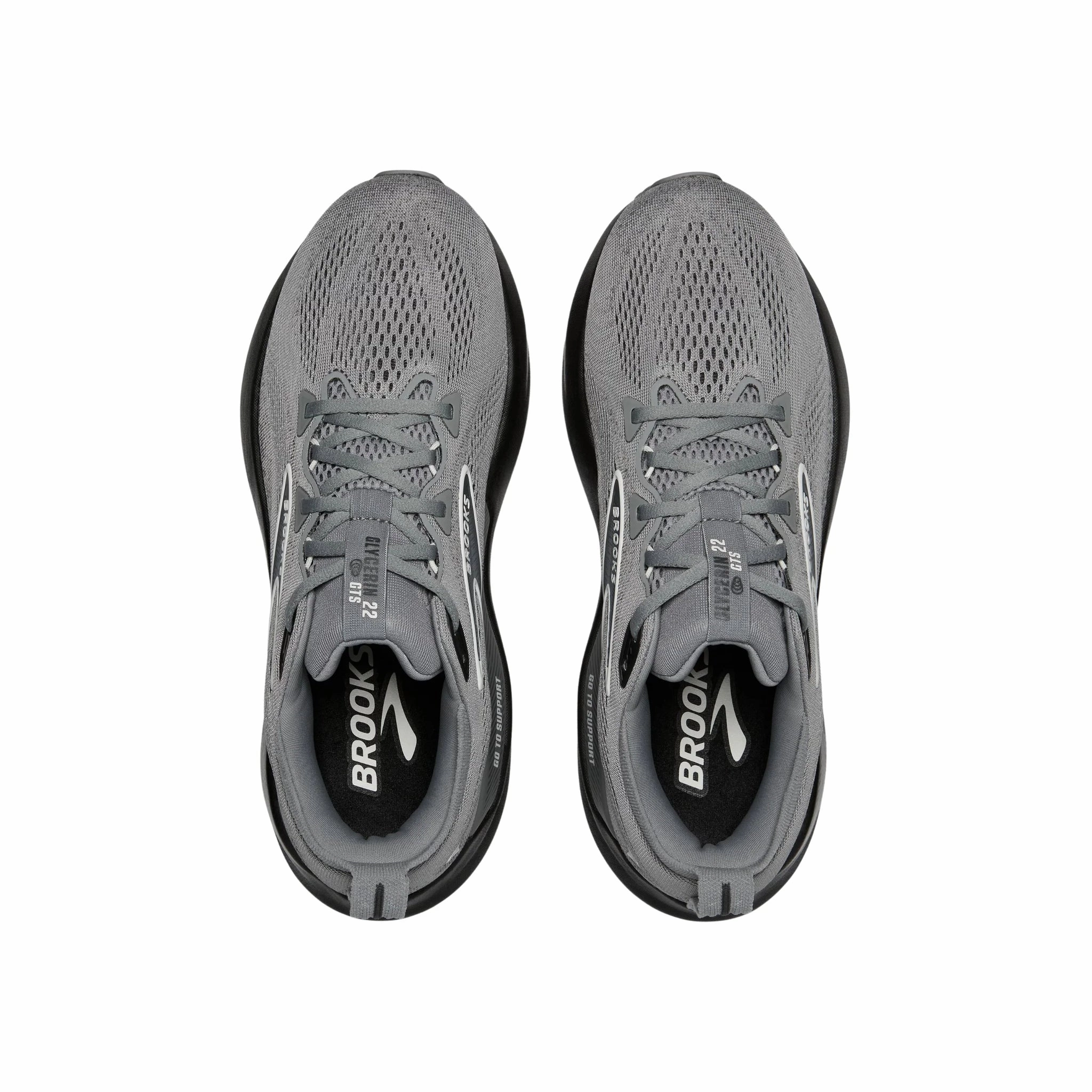 Abrasion Protection Brooks Men's Glycerin GTS 22 Running Shoes - Primer Gray/Ebony/Bluewash