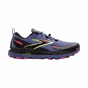 Fresh Design All Terrain Grip Pattern Brooks Women's Cascadia 18 GTX Trail Running Shoes - Grey Blue/Black/Pink