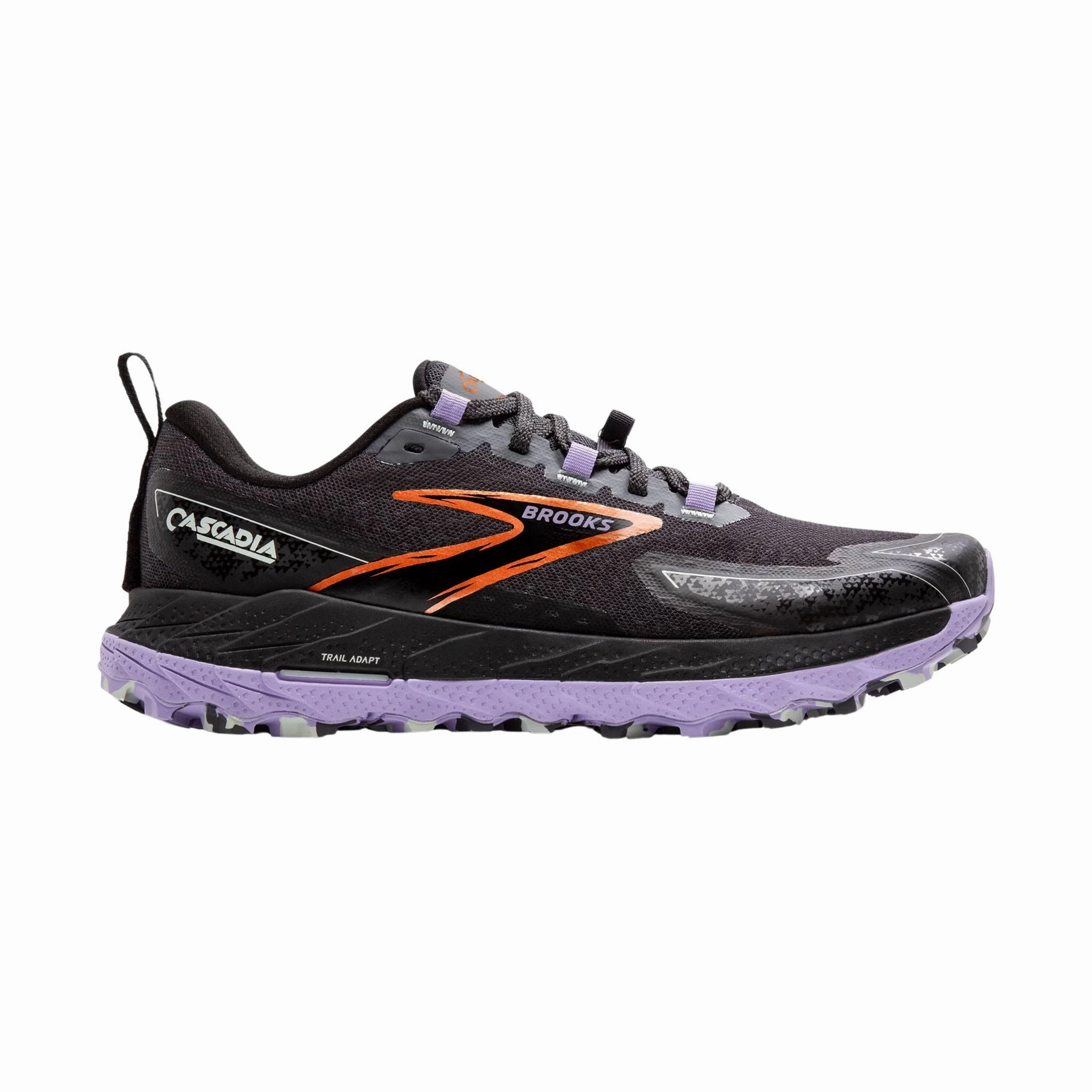 Knit Fabric Design Brooks Women's Cascadia 18 Trail Running Shoes - Ebony/Sweet Lavender/Copper