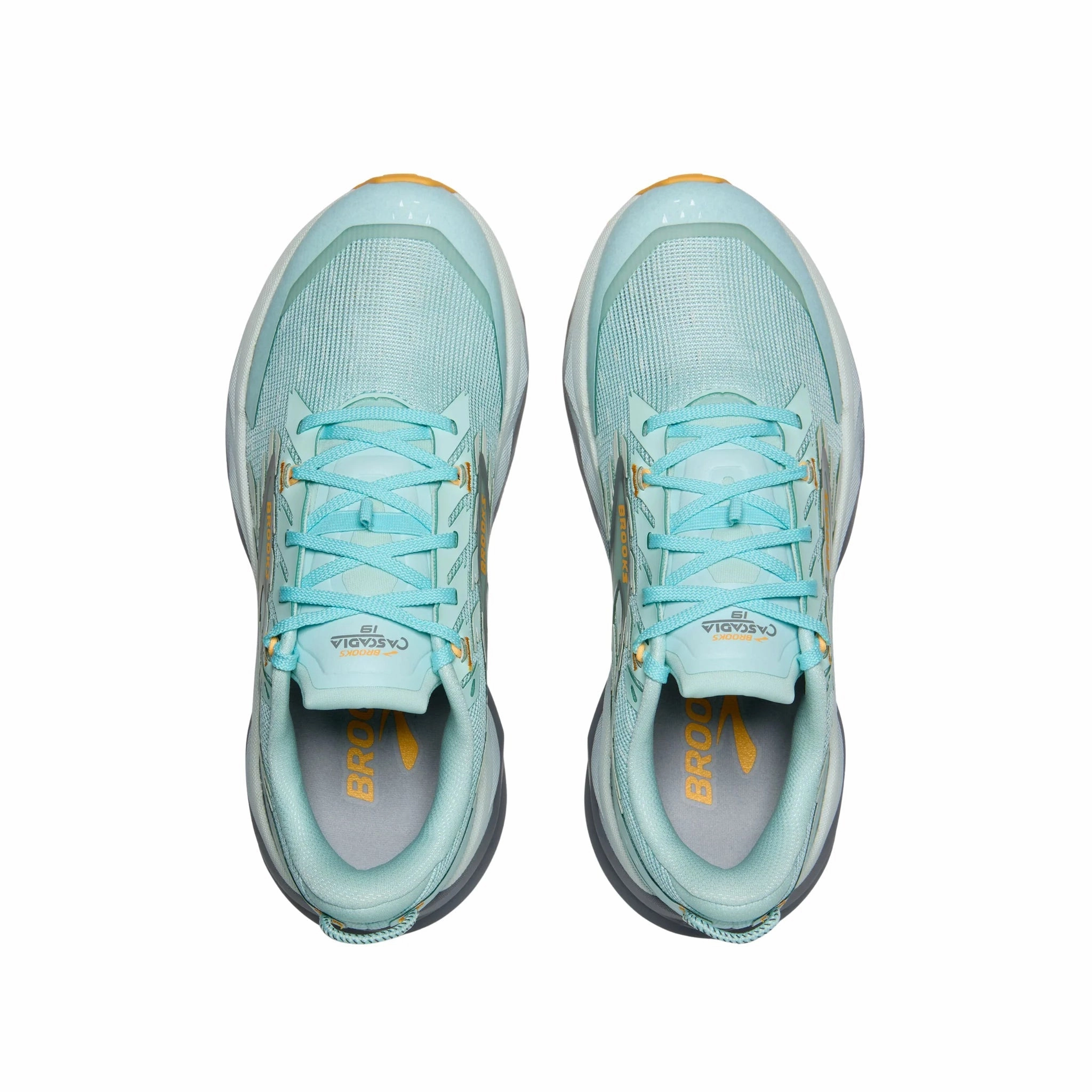 MeshUpper Brooks Women's Cascadia 19 Trail Running Shoes - Clearwater/Primer Grey/Apricot