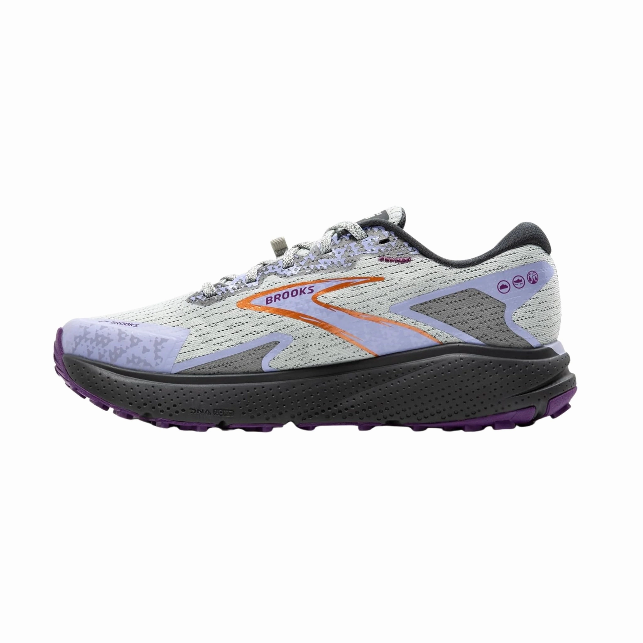 Brooks Women's Divide 5 Trail Running Shoes - Mercury/Ebony/Sweet Lavender Wide Toe Box Design Low Zone