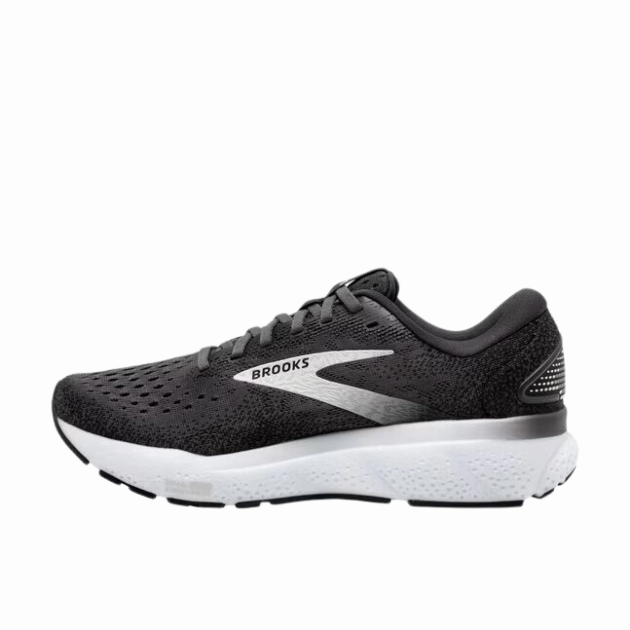 Brooks Women's Ghost 16 Road Running Shoes - Black/Grey/White Move Natural Street Use