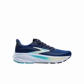 Flexible Performance Brooks Women's Ghost 17 Road Running Shoes - Navy/Green/Turquoise
