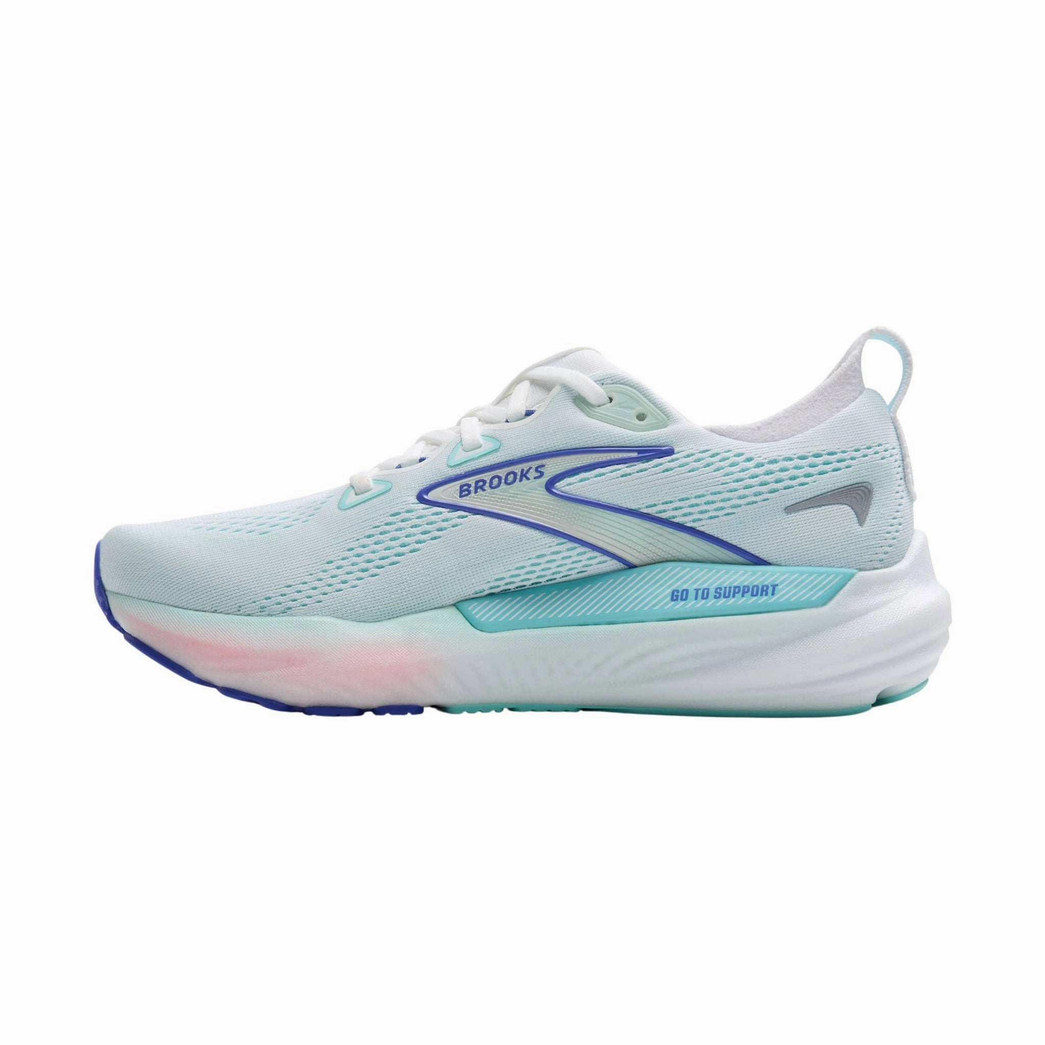Work Comfort Brooks Women's Glycerin GTS 22 Road Running Shoes - White/Limpet Shell/Amparo Blue