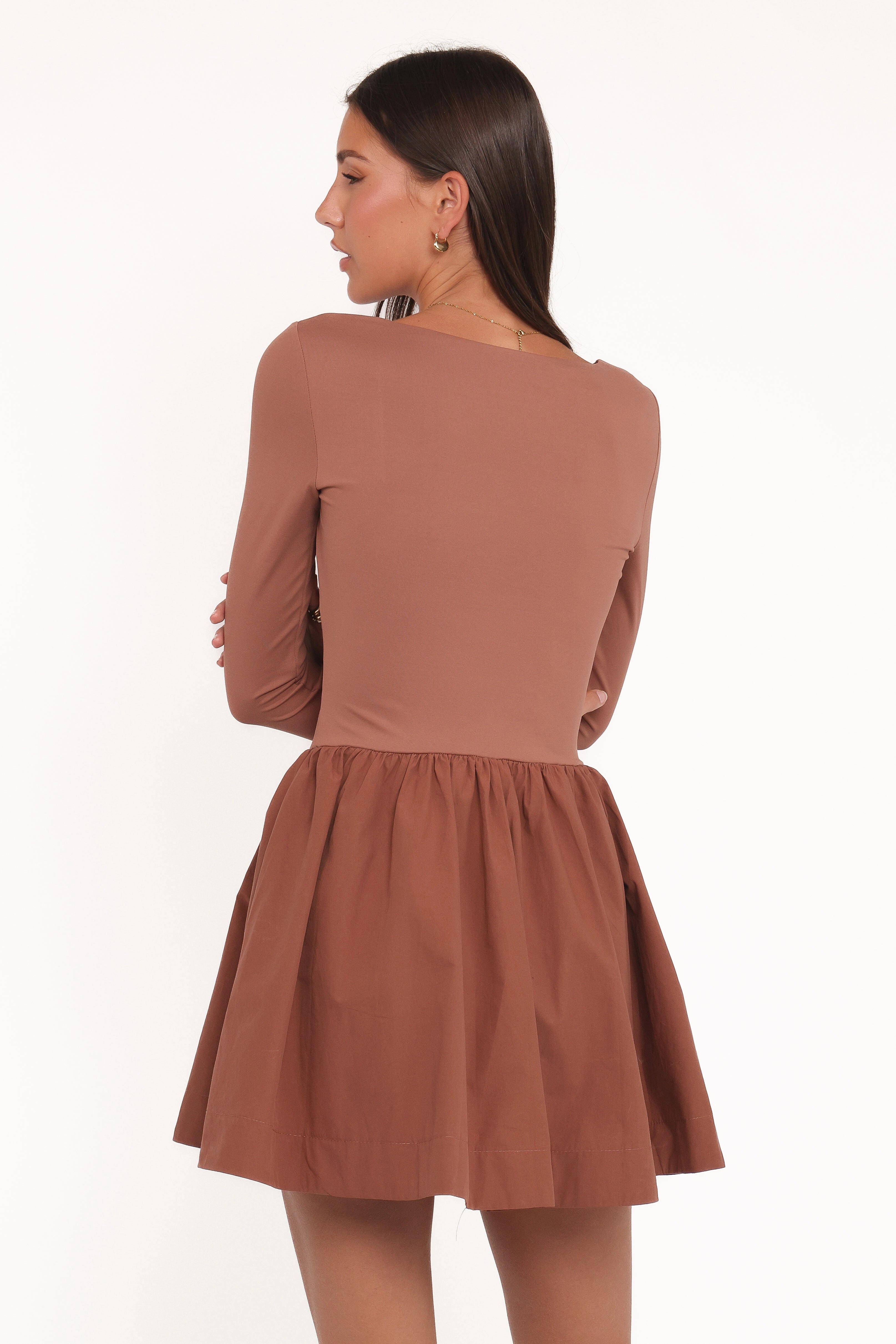 Sheena Long Sleeve Mini Dress - Mocha Breath Soft