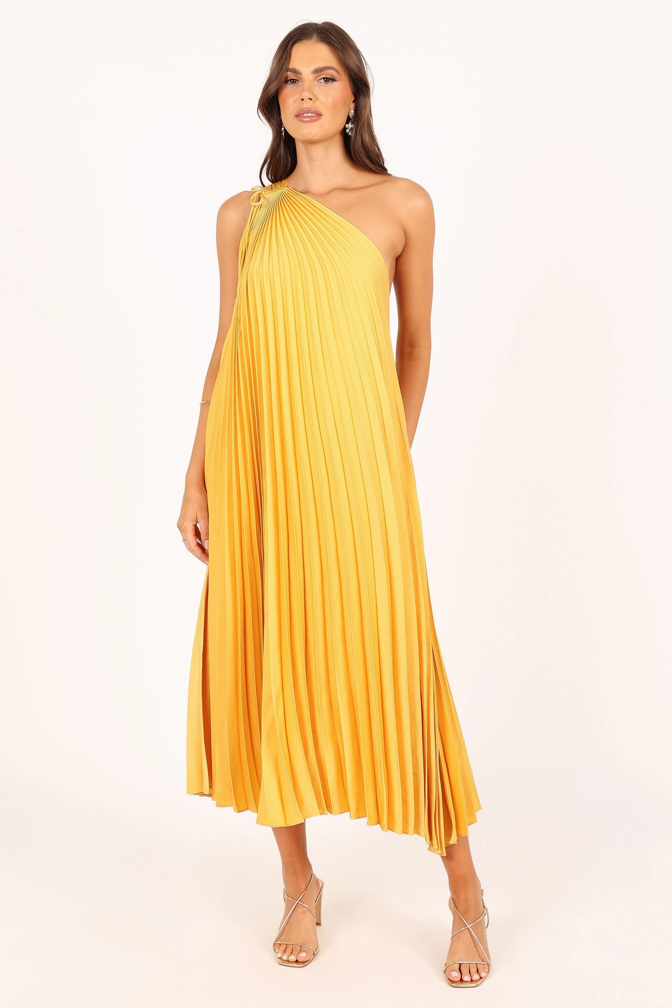 Cali One Shoulder Midi Dress - Saffron Mood Friendly