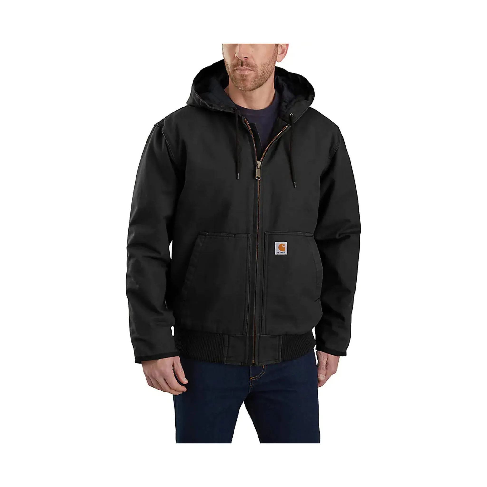 Carhartt Men's Loose Fit Washed Duck Insulated Active Jac - Black Double Layered