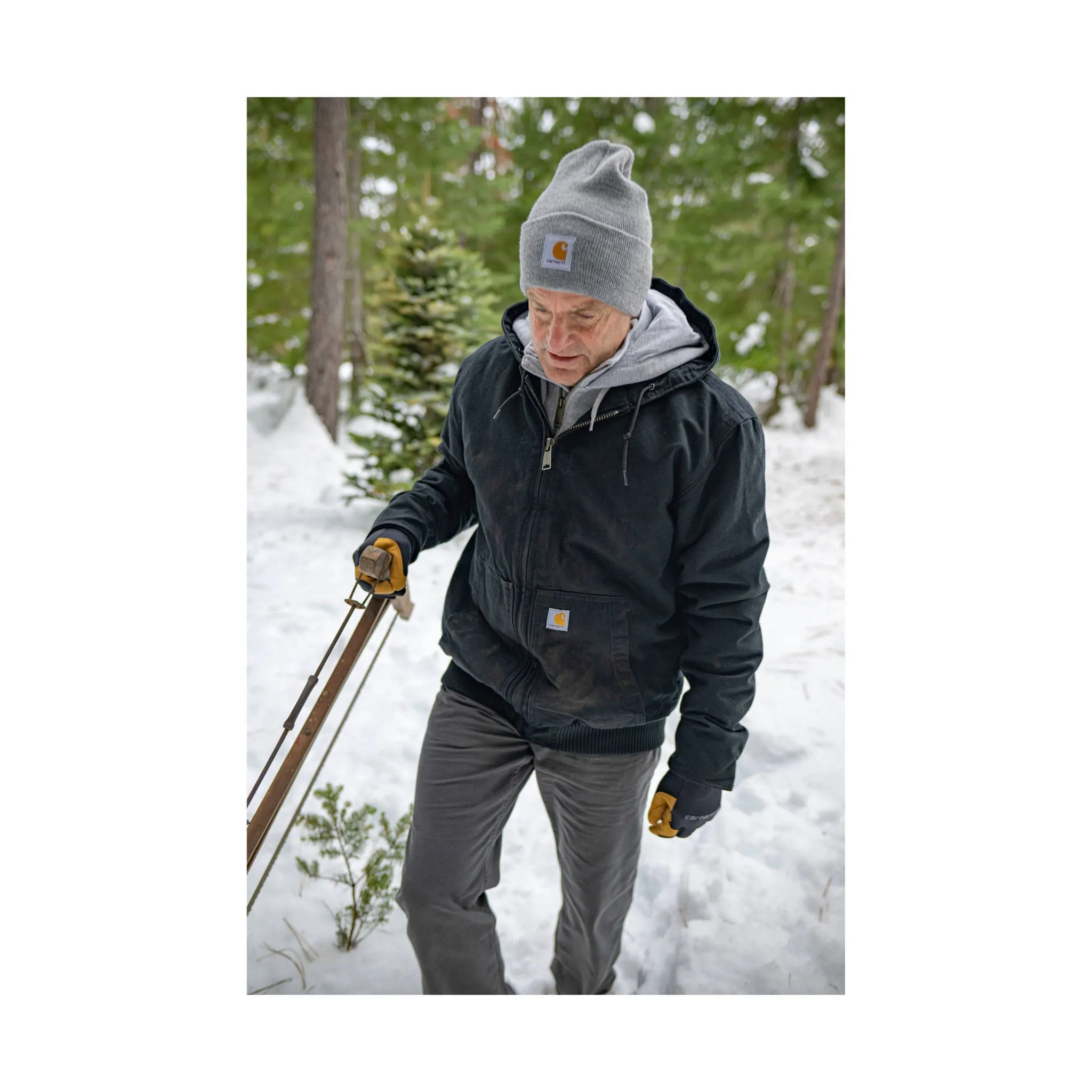 nylon blend Carhartt Men's Loose Fit Washed Duck Insulated Active Jac - Black