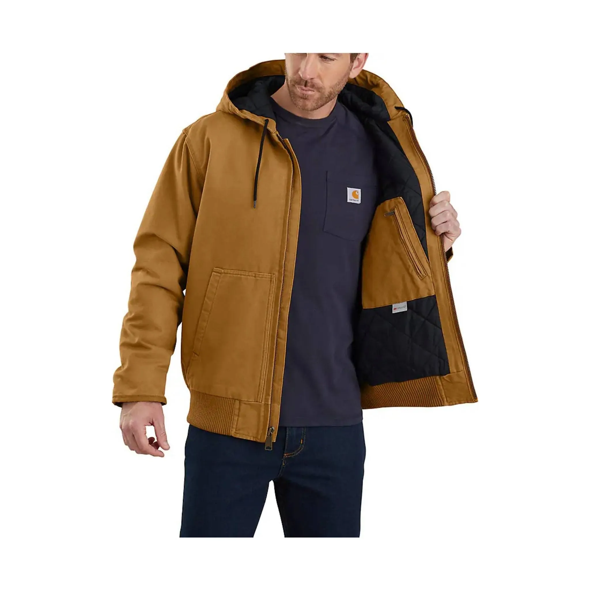 TearResistant Reinforcements Mild Day Outfit Carhartt Men's Loose Fit Washed Duck Insulated Active Jac - Carhartt Brown