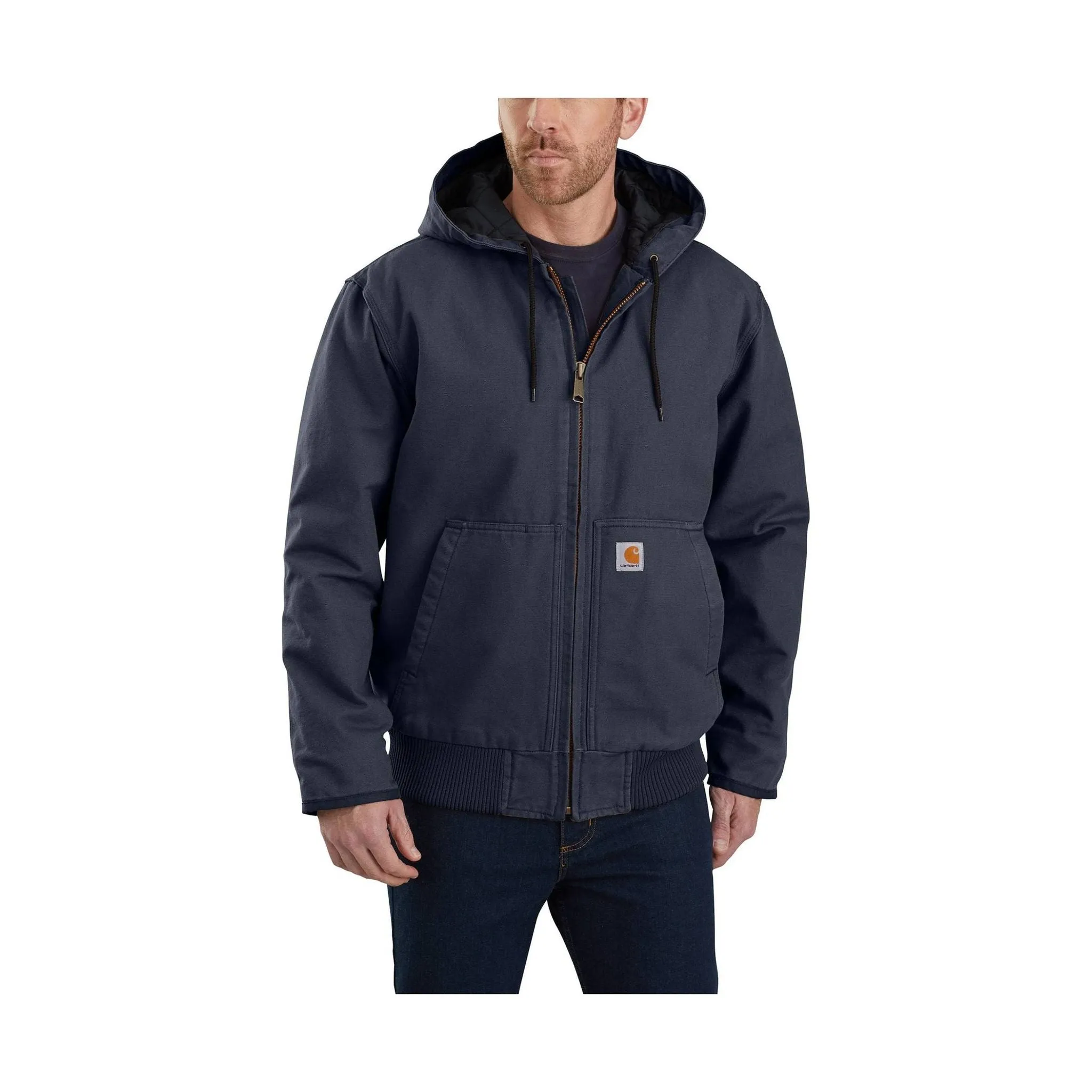 TapedZippers Heat Sealed Seams Carhartt Men's Loose Fit Washed Duck Insulated Active Jac - Navy