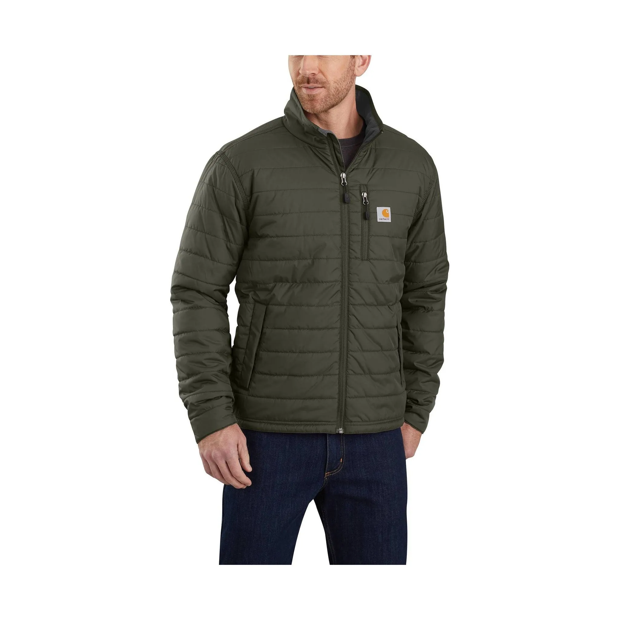 Carhartt Men's Rain Defender? Relaxed Fit Lightweight Insulated Jacket - Moss WaterRepellentFabric TearResistant Reinforcements