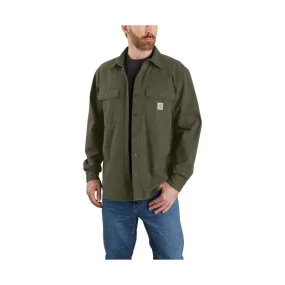 Convertible Collar Sustainable Material Carhartt Men's Relaxed Fit Canvas Fleece Jacket - Basil