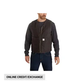 Carhartt Men's Relaxed Fit Washed Duck Sherpa Lined Vest - Dark Brown windproof Anti Slip Cuffs