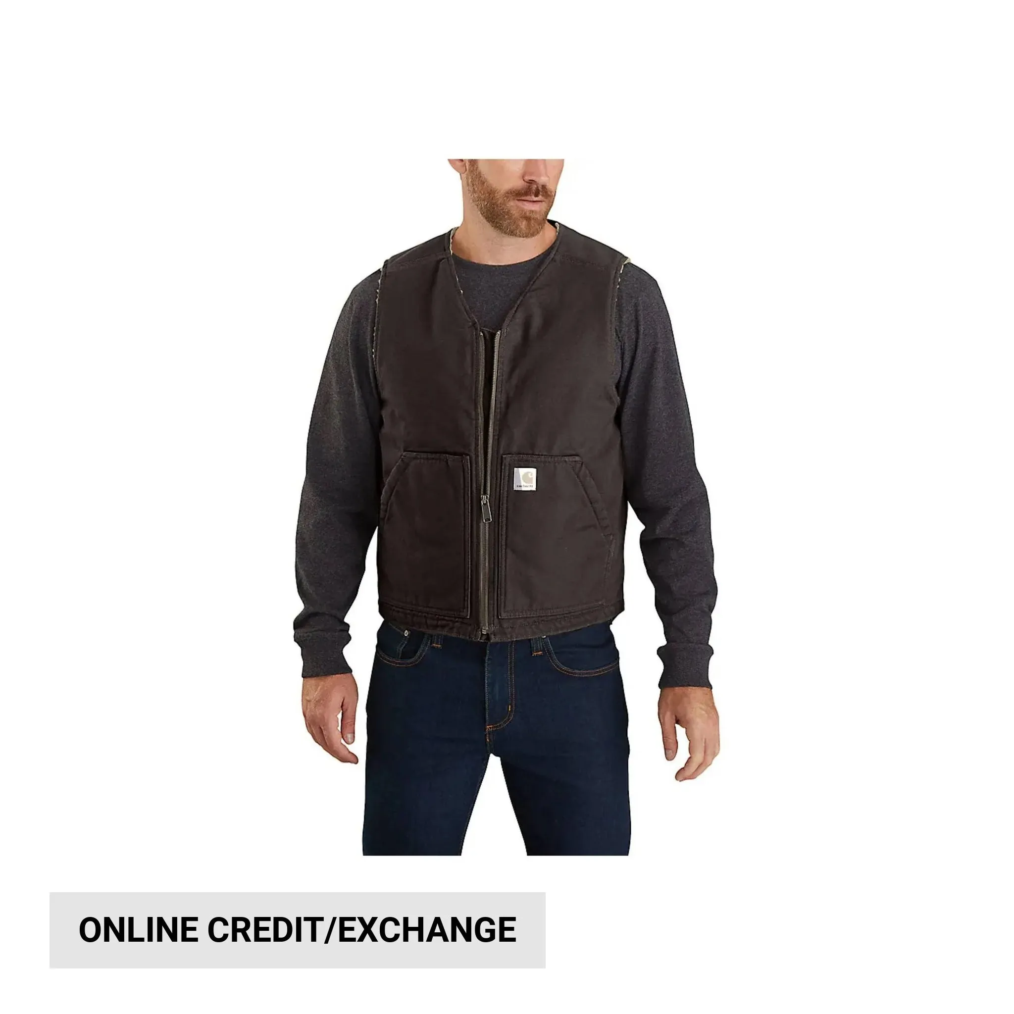 Carhartt Men's Relaxed Fit Washed Duck Sherpa Lined Vest - Dark Brown windproof Anti Slip Cuffs