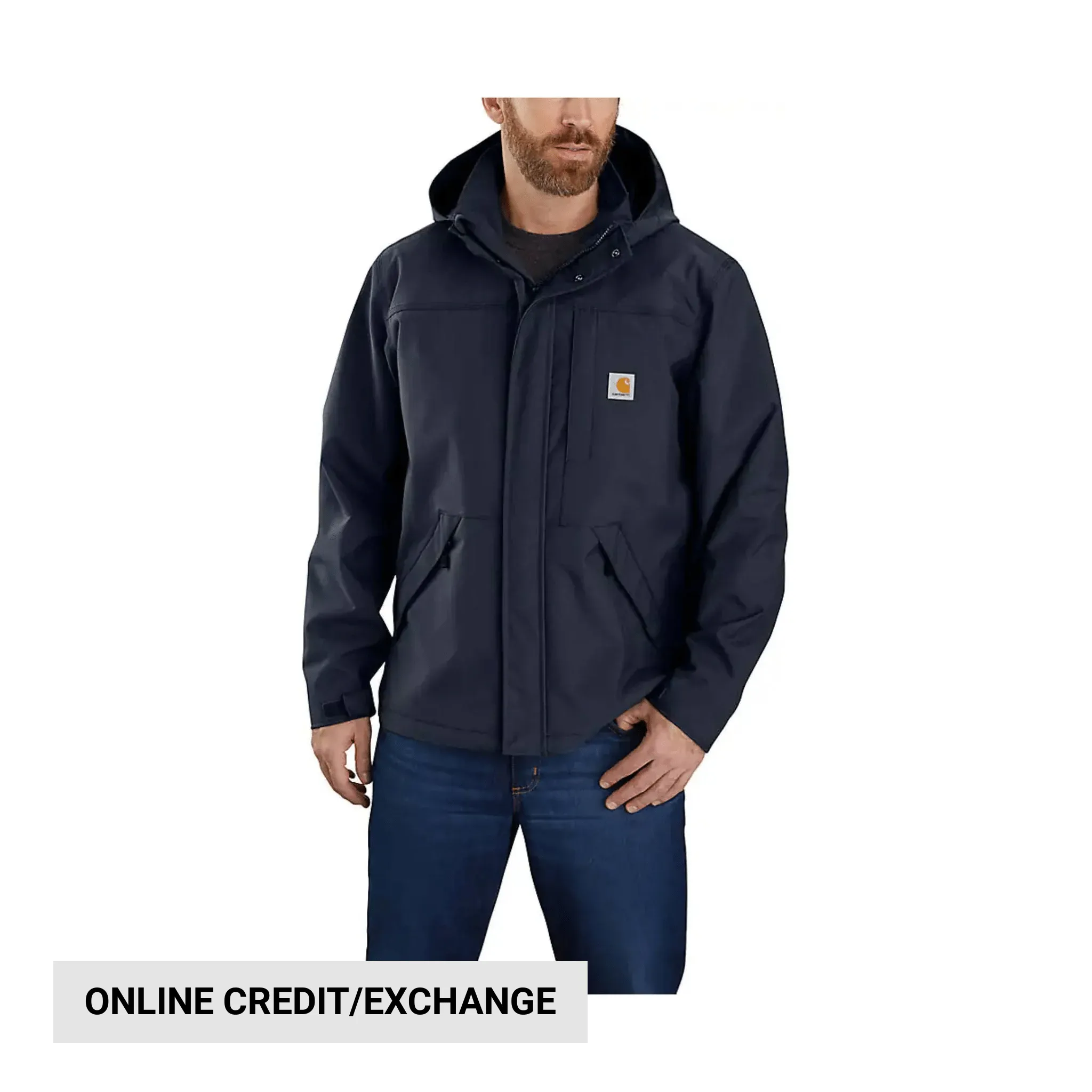 Carhartt Men's Storm Defender Loose Fit Heavy Weight Rain Jacket - Navy Heat Reflective Lining