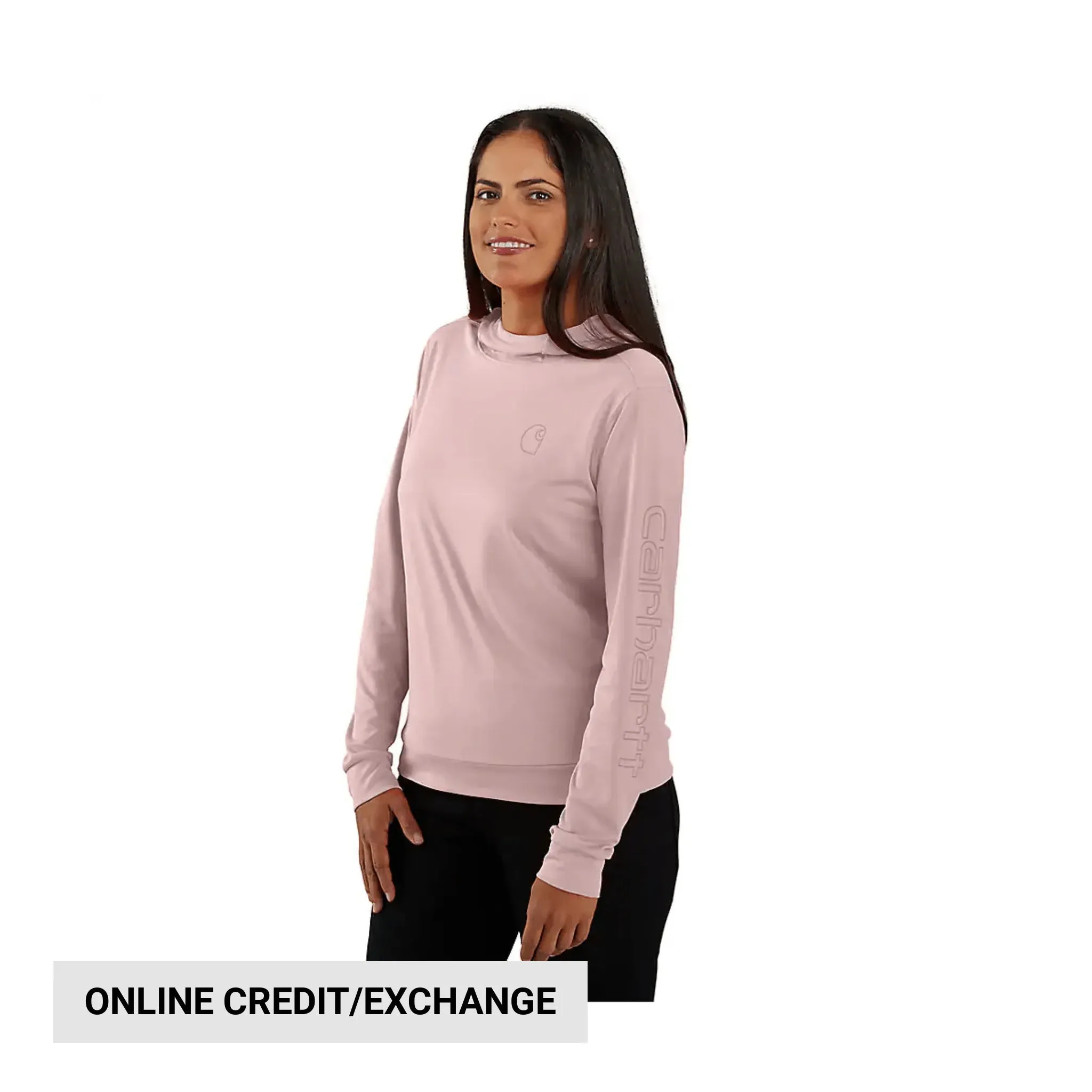 Carhartt Women's Force Sun Defender Relaxed Fit Lightweight Long Sleeve Hooded Graphic T Shirt - Soft Rose product buckle functionality