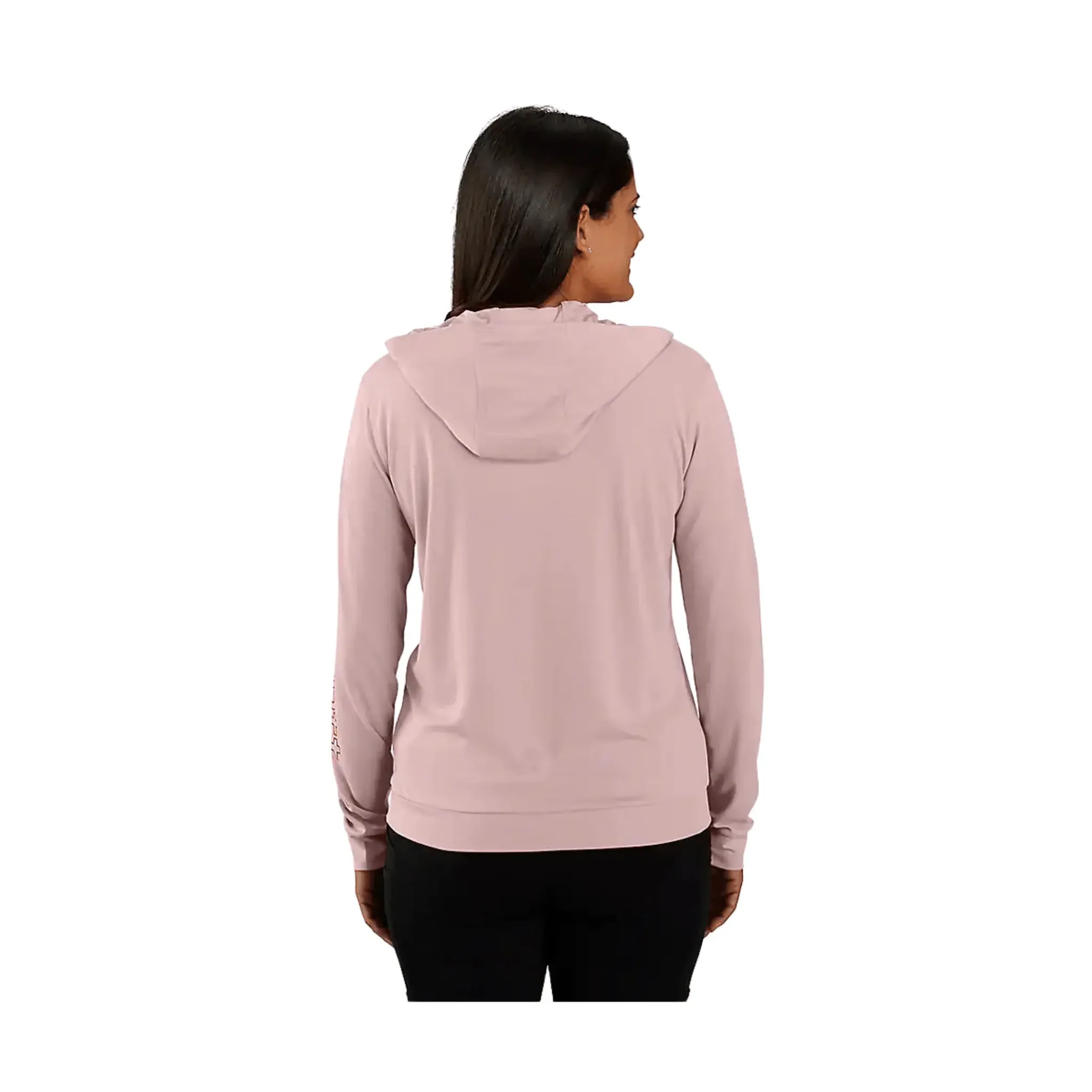 Carhartt Women's Force Sun Defender Relaxed Fit Lightweight Long Sleeve Hooded Graphic T Shirt - Soft Rose Tailored Fit