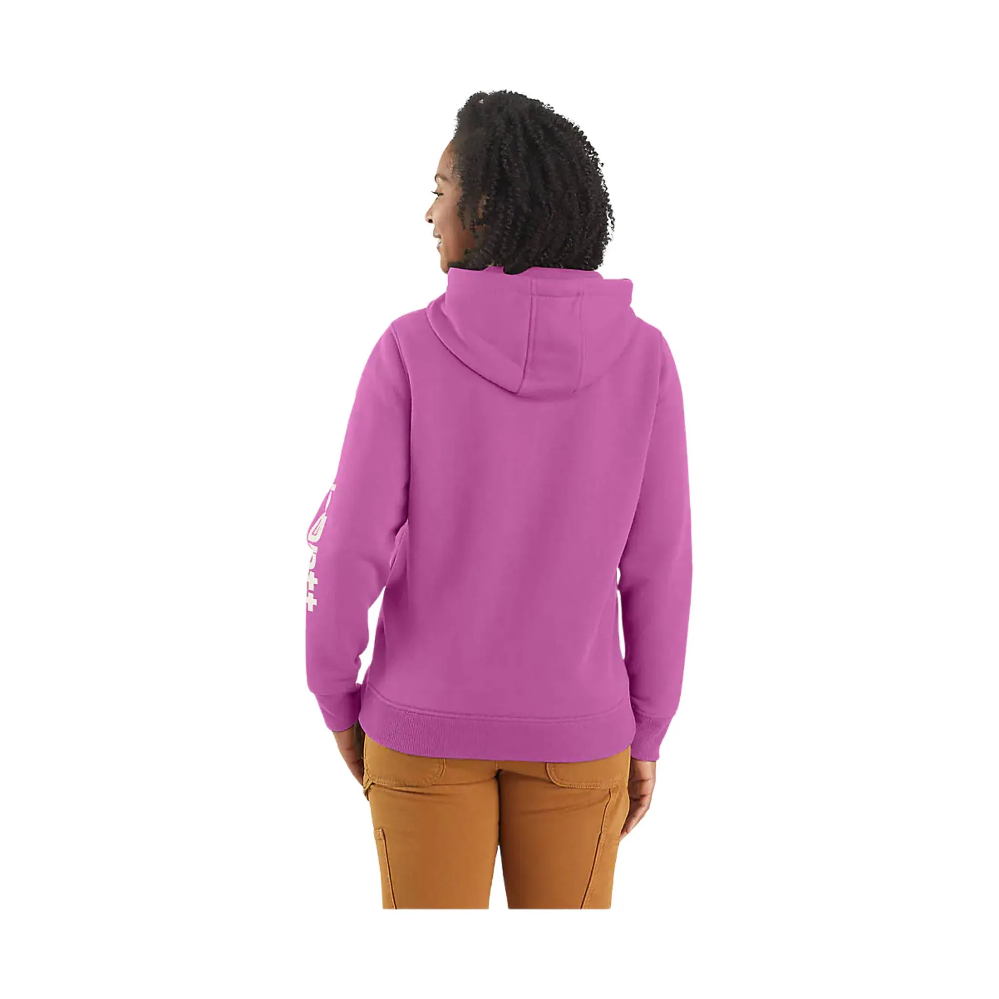 Adventure Ready Carhartt Women's Relaxed Fit Midweight Logo Sleeve Graphic Sweatshirt - Cherry Bloom