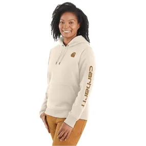 Carhartt Women's Relaxed Fit Midweight Logo Sleeve Graphic Sweatshirt - Malt/Carhartt Brown Cozy pieces