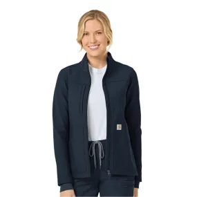 Cold Weather Protection Cozy Fashion Carhartt Women's Rugged Flex Bonded Fleece Scrub Jacket - Navy