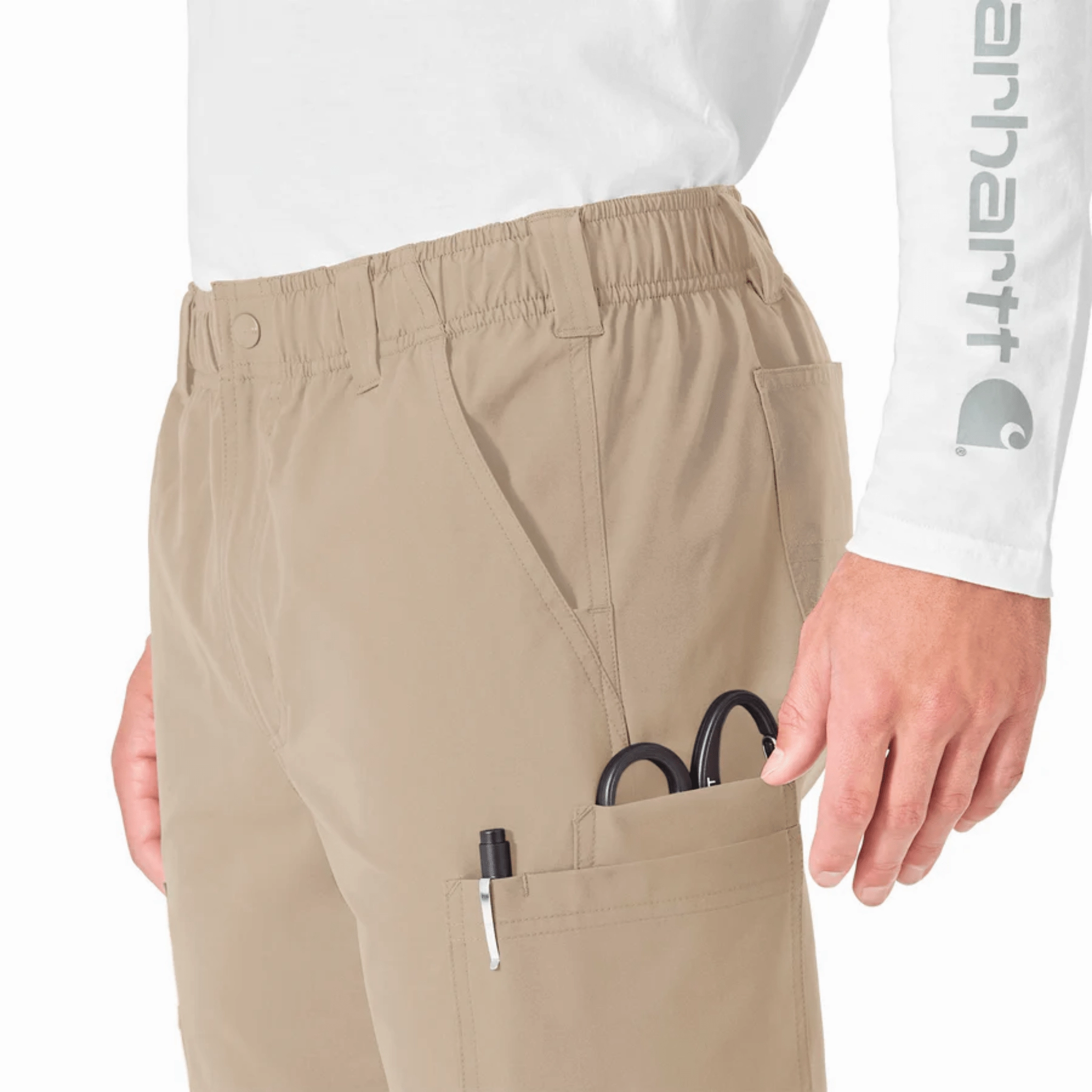 Stretch Fit Wear Carhartt Men's Force Essentials Straight Leg Cargo Scrub Pant - Khaki