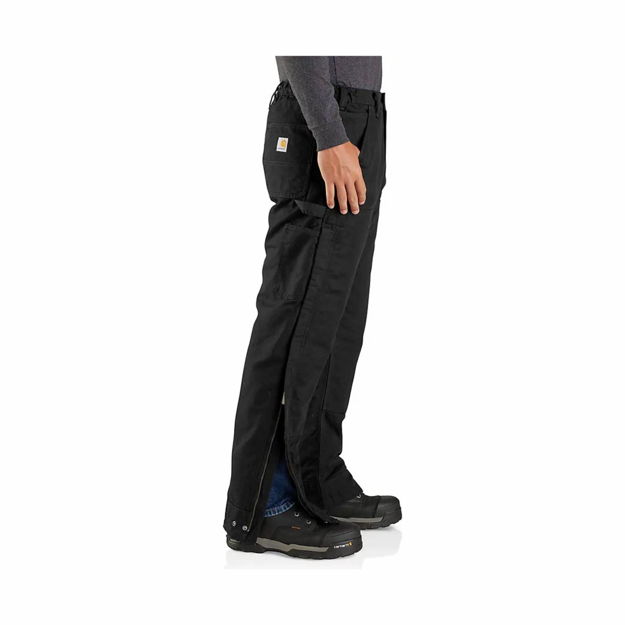 Carhartt Men's Loose Fit Washed Duck Insulated Pant - Black Cozy Stretch Breathable mesh lining