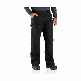 Carhartt Men's Loose Fit Washed Duck Insulated Pant - Black Chilly Layering Shape Flex