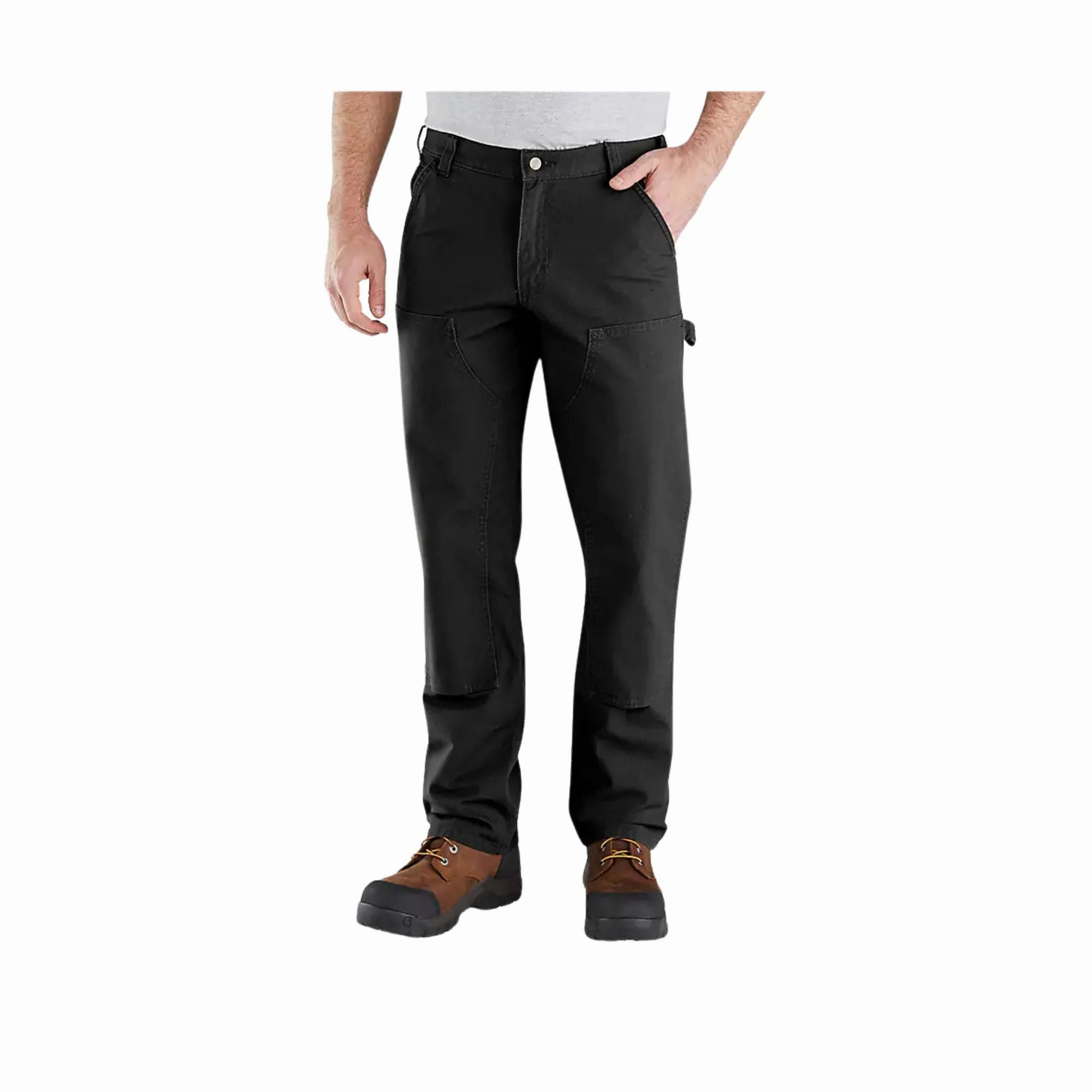 No Gap Waist Carhartt Men's Rugged Flex? Relaxed Fit Double Front Pant - Black