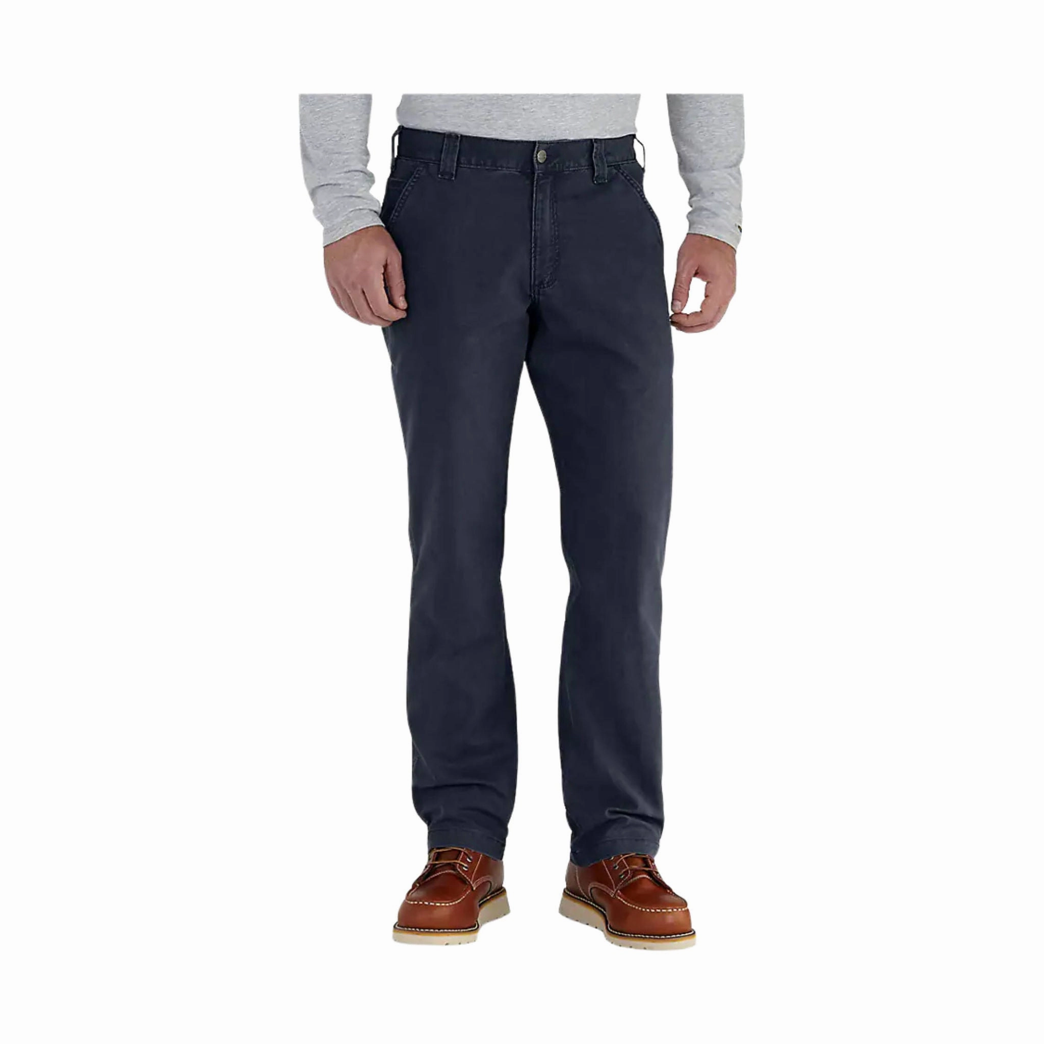 Double Layered Hem Ripstop Texture Carhartt Men's Rugged Flex? Rigby Relaxed Fit Pant - Navy