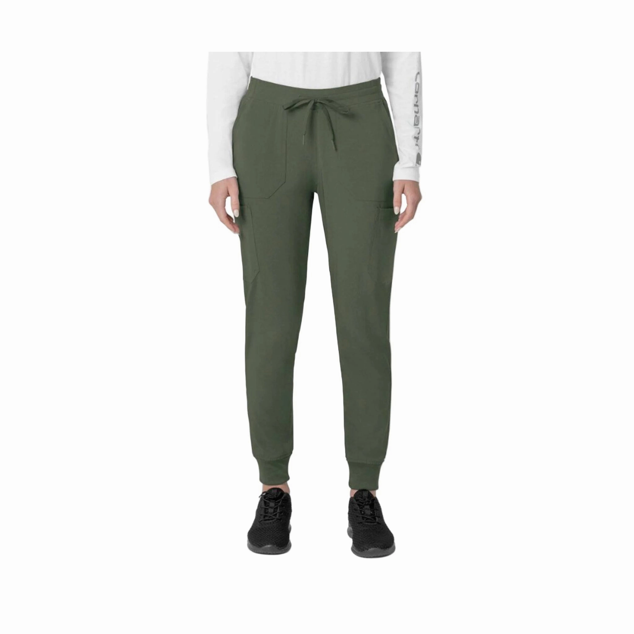Carhartt Women's Force Cross Flex Cargo Jogger Scrub Pant - Olive Plus-size option Tagless Labeling