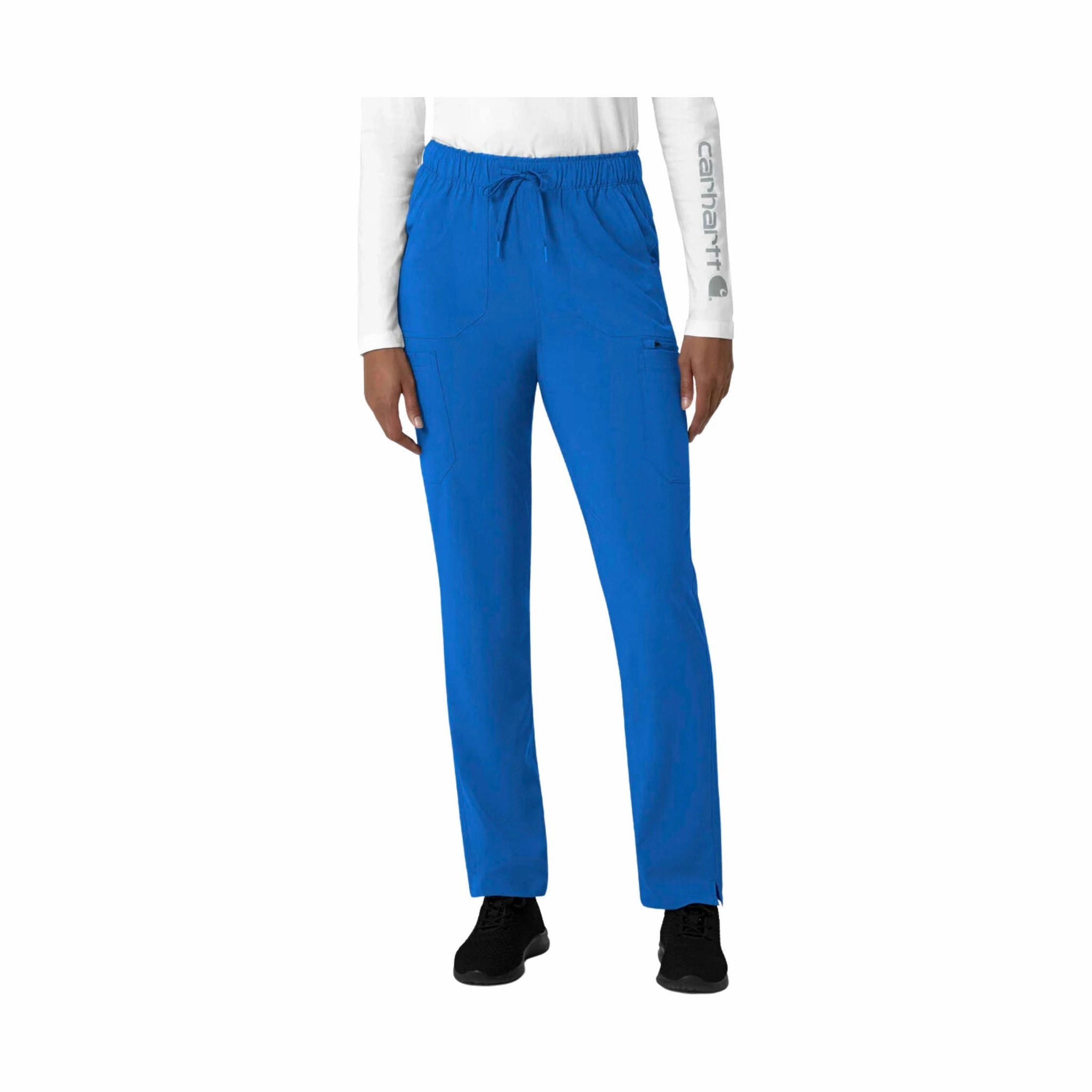 Durable Weave Cropped hem Carhartt Women's Force Cross Flex Straight Leg Cargo Scrub Pant - Royal Blue