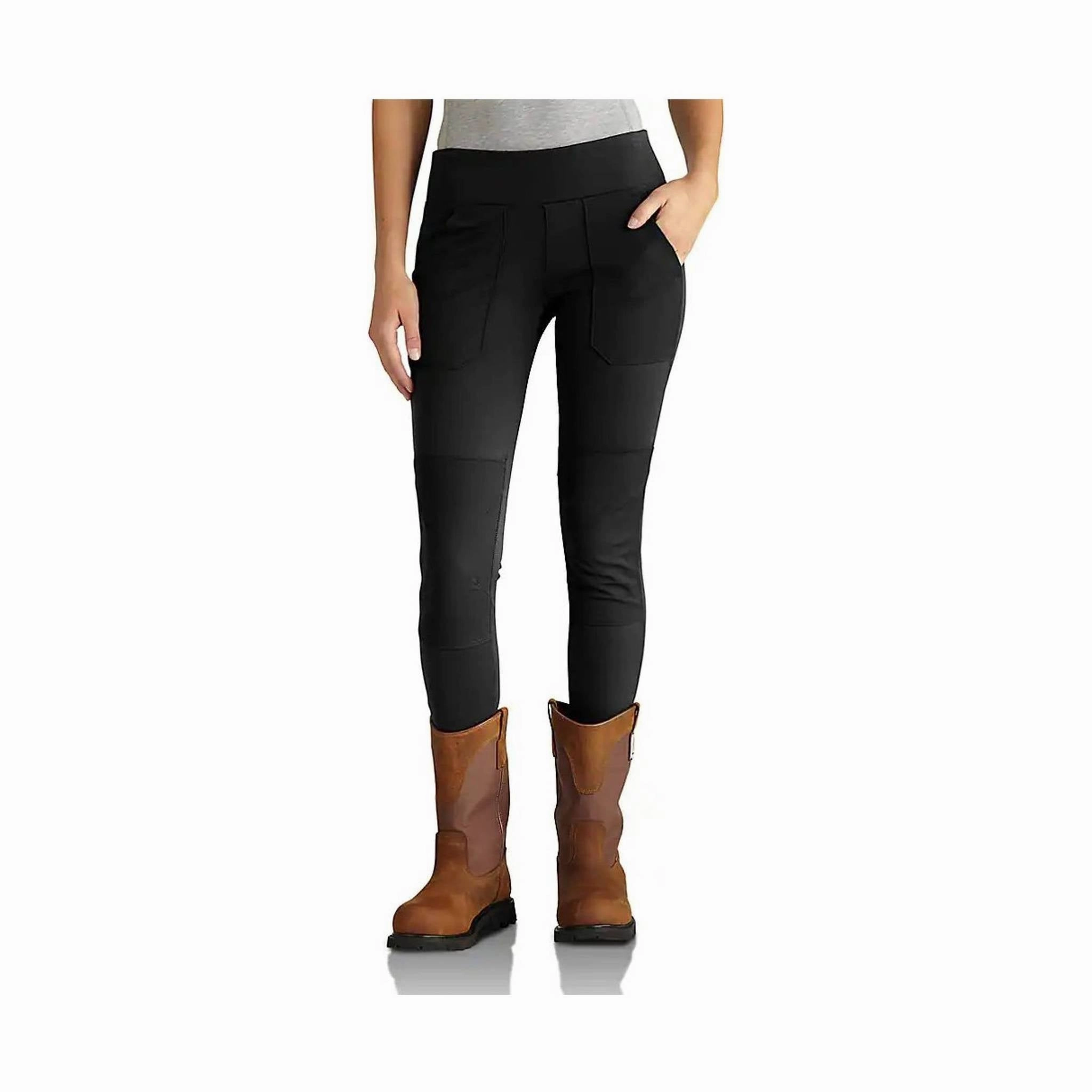 Carhartt Women's Force Fitted Midweight Utility Legging - Black Adjustable Fit Non Slip Waistband