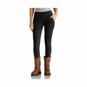 Carhartt Women's Force Fitted Midweight Utility Legging - Black Adjustable Fit Non Slip Waistband