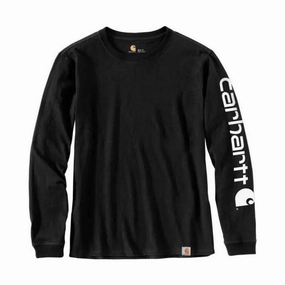 Anti Bacterial Layer Carhartt Women's Long Sleeve Logo T-Shirt - Black