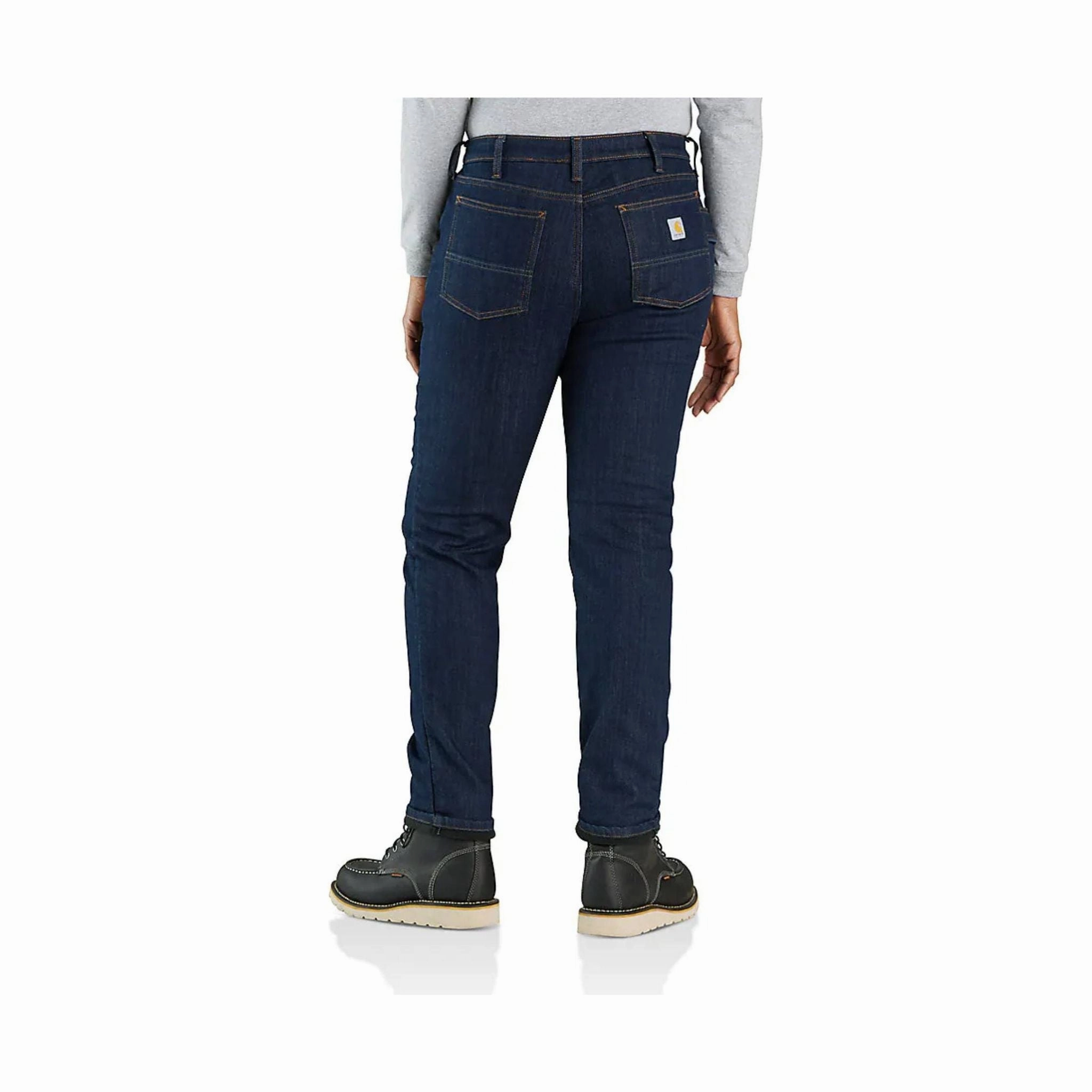 Artist Vibe Everyday Rainy Day Light Washed Carhartt Women's Rugged Flex Relaxed Fit Fleece Lined Jean - Pinnacle