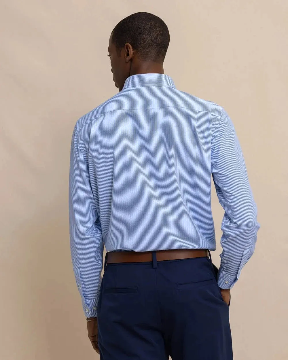 Bengal Stripe brrr Intercoastal Sport Shirt - Cobalt Blue Sophisticated Look Team Building