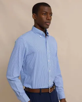 Bengal Stripe brrr Intercoastal Sport Shirt - Cobalt Blue Reinforced Buttonholes